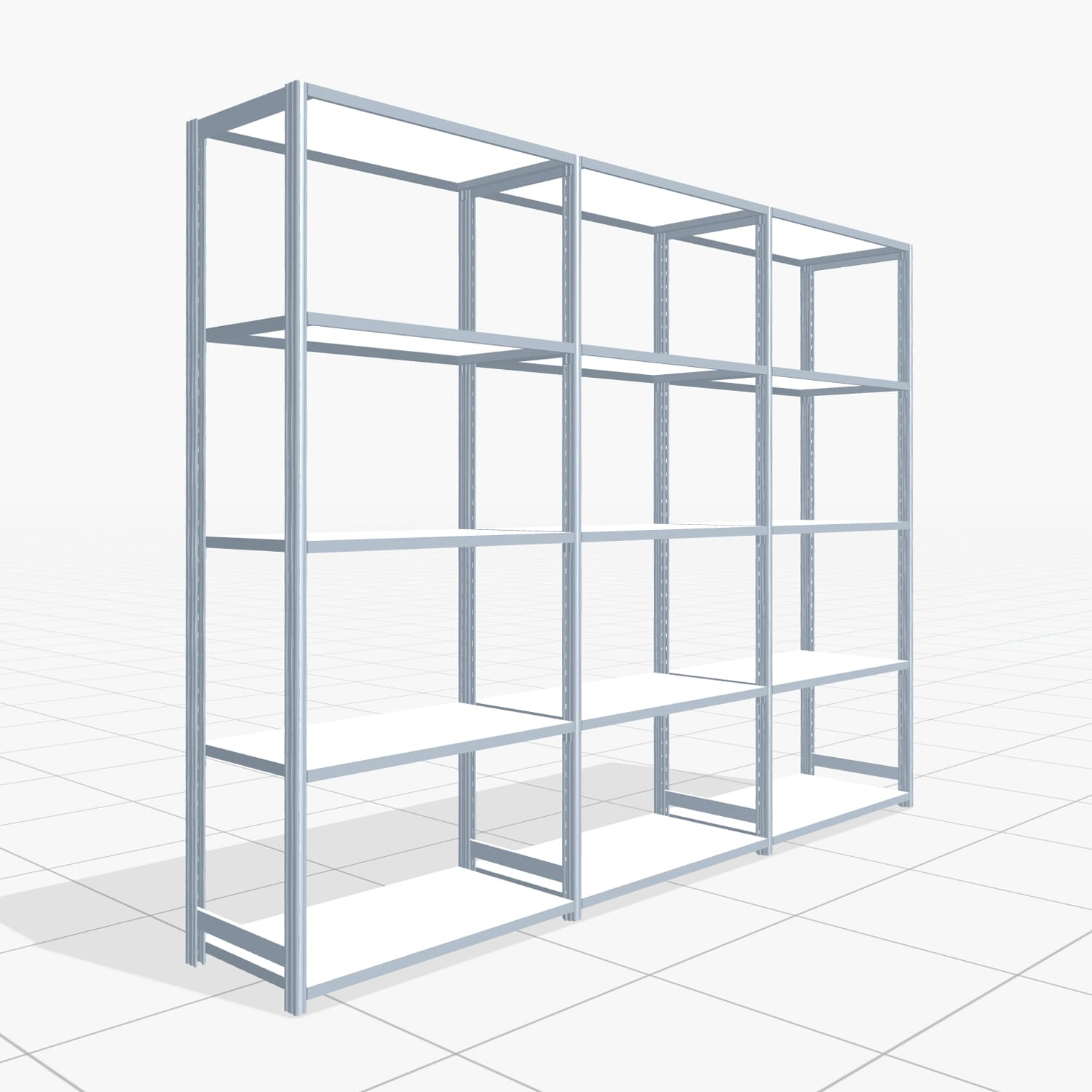 Fachbodenregal FBX 4000, H: 2.250 mm, B: 2.927 mm mm, T: 500 mm, Ebenen: 5