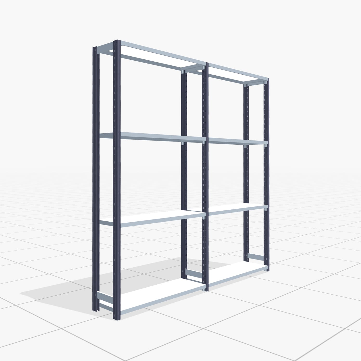 Fachbodenregal FBX 4000, H: 2.000 mm, B: 1.962 mm mm, T: 300 mm, Ebenen: 4