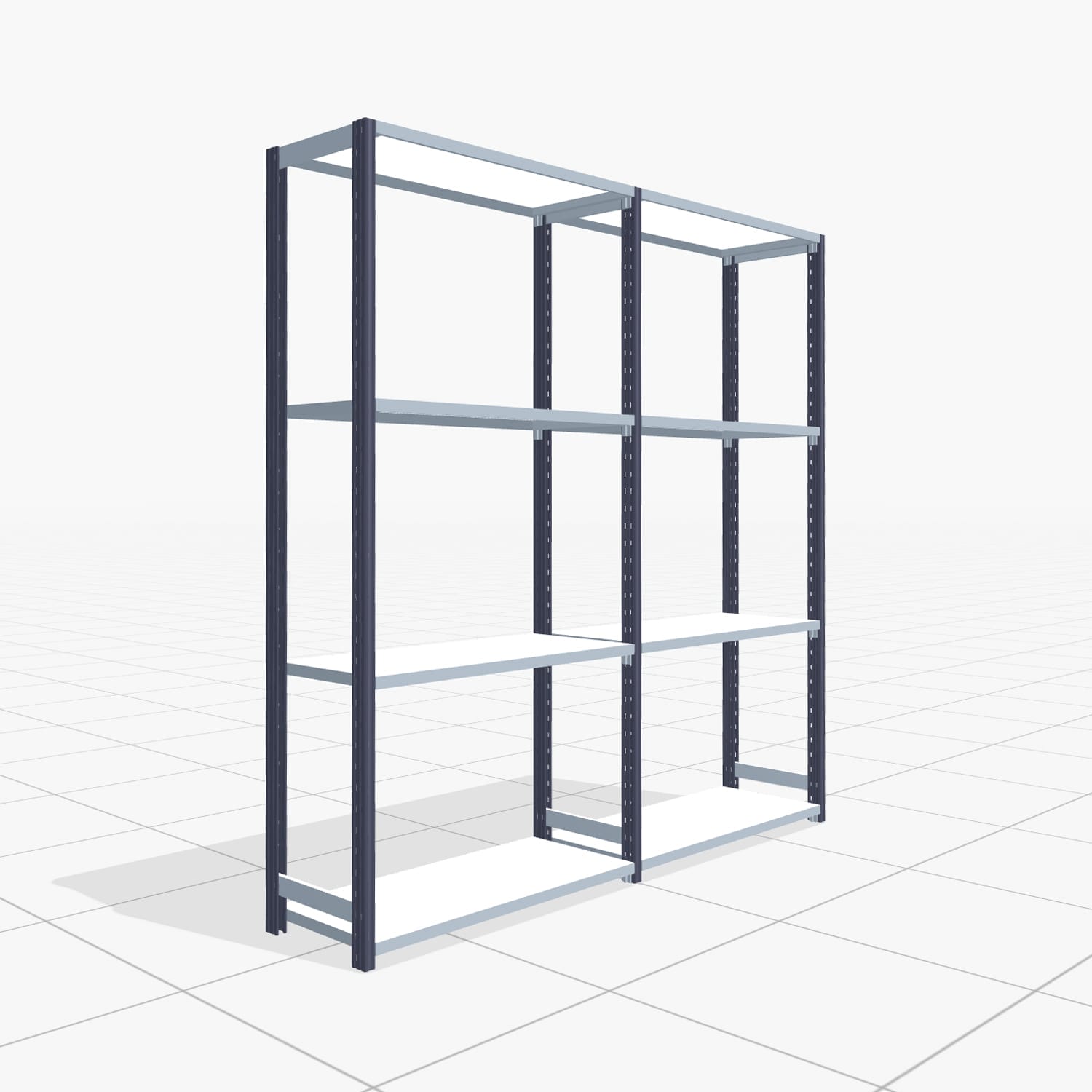 Fachbodenregal FBX 4000, H: 2.000 mm, B: 1.962 mm mm, T: 400 mm, Ebenen: 4