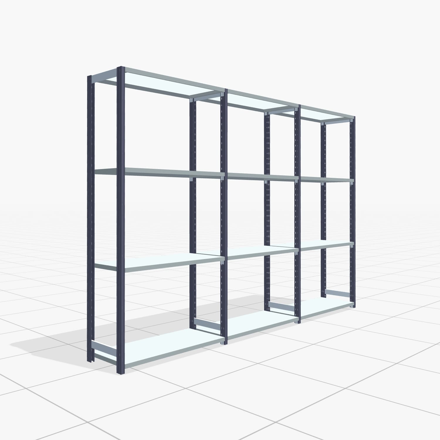 Fachbodenregal FBX 4000, H: 2.000 mm, B: 2.927 mm mm, T: 400 mm, Ebenen: 4