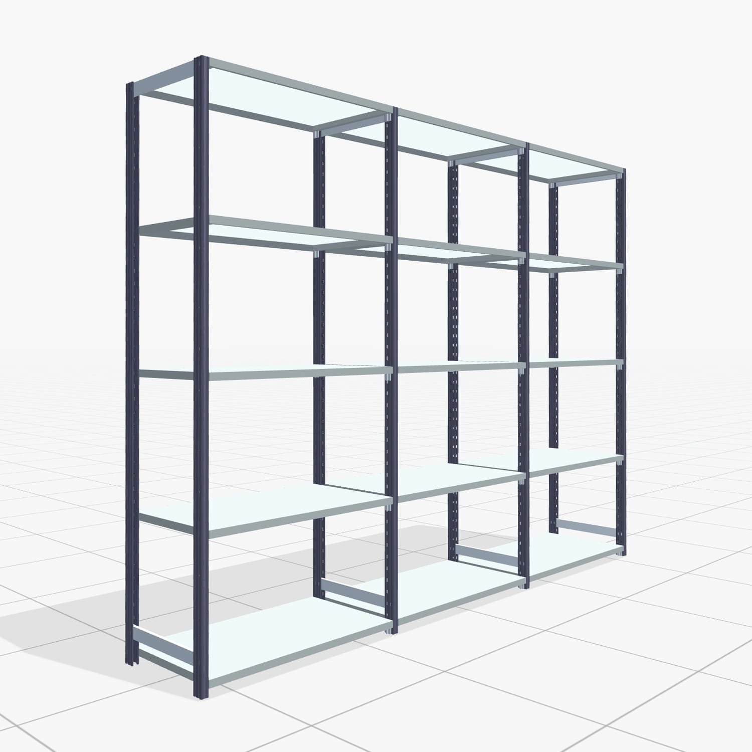 Fachbodenregal FBX 4000, H: 2.250 mm, B: 2.927 mm mm, T: 500 mm, Ebenen: 5