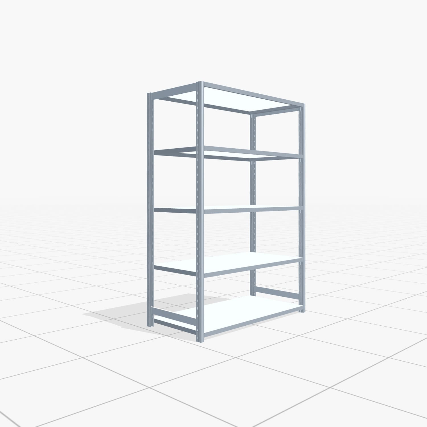 Fachbodenregal FBX 4000, H: 1.750 mm, B: 1.229 mm mm, T: 600 mm, Ebenen: 5