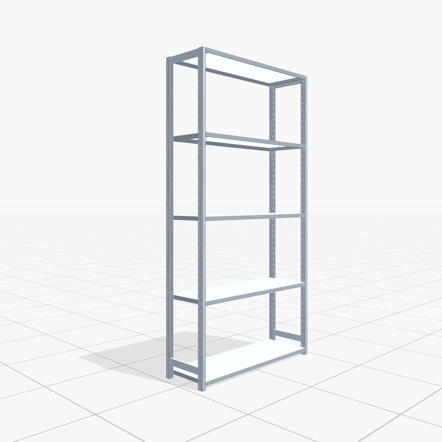 Fachbodenregal FBX 4000, H: 2.350 mm, B: 1.229 mm mm, T: 400 mm, Ebenen: 5