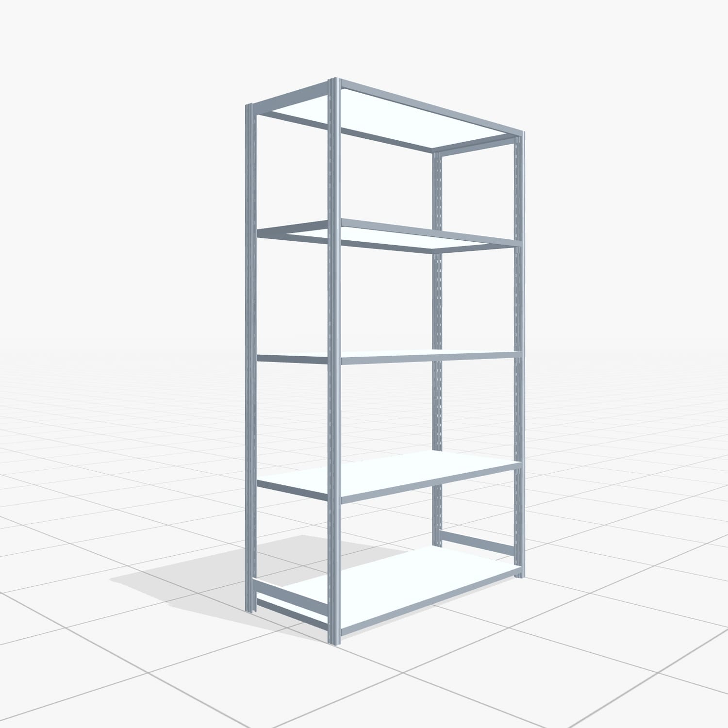 Fachbodenregal FBX 4000, H: 2.250 mm, B: 1.329 mm mm, T: 600 mm, Ebenen: 5