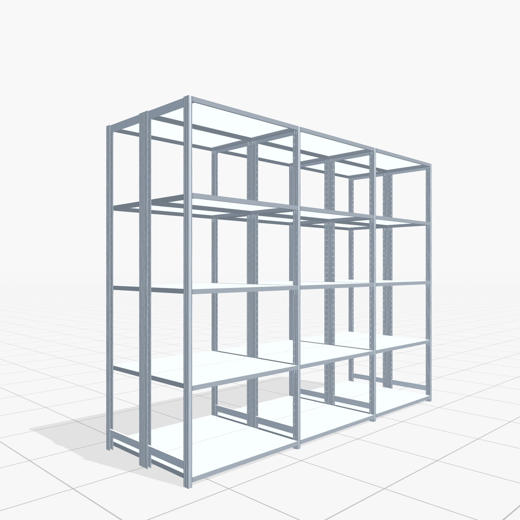Fachbodenregal FBX 4000, H: 2.350 mm, B: 3.023 mm mm, T: 500 mm, Ebenen: 5