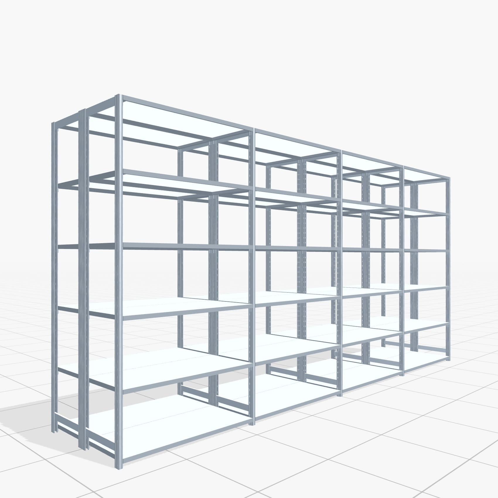 Fachbodenregal FBX 4000, H: 2.350 mm, B: 4.820 mm mm, T: 500 mm, Ebenen: 6