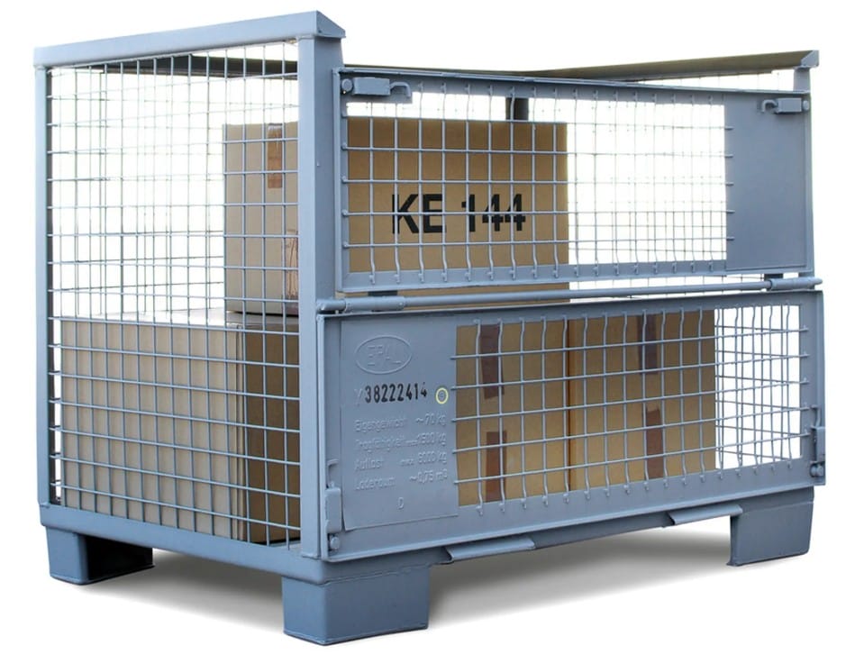 EURO-Gitterbox nach UIC 435-3, mit 2 Klappen, grau