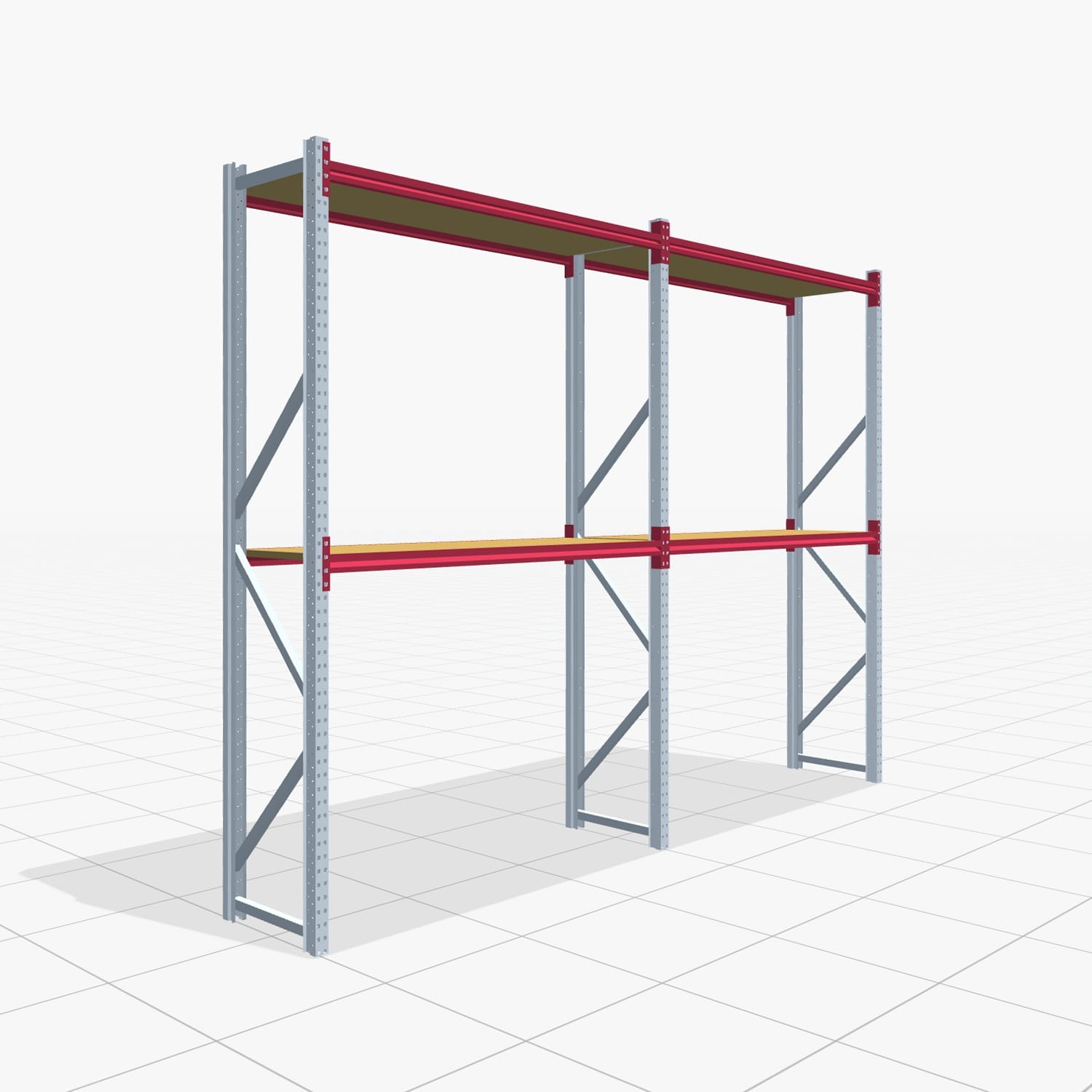 Weitspannregale WSX 5000, H: 3.000 mm, B: 4.177 mm mm, T: 600 mm, Ebenen: 3, Feldbreite: 2.000 mm, Auflage: Spanplatte