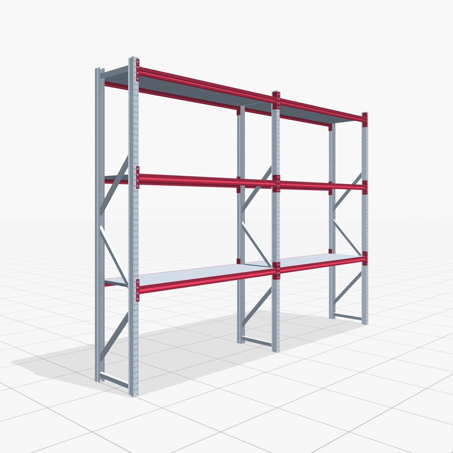 Weitspannregale WSX 5000, H: 3.000 mm, B: 4.177 mm mm, T: 600 mm, Ebenen: 4, Feldbreite: 2.000 mm, Auflage: Stahlboden