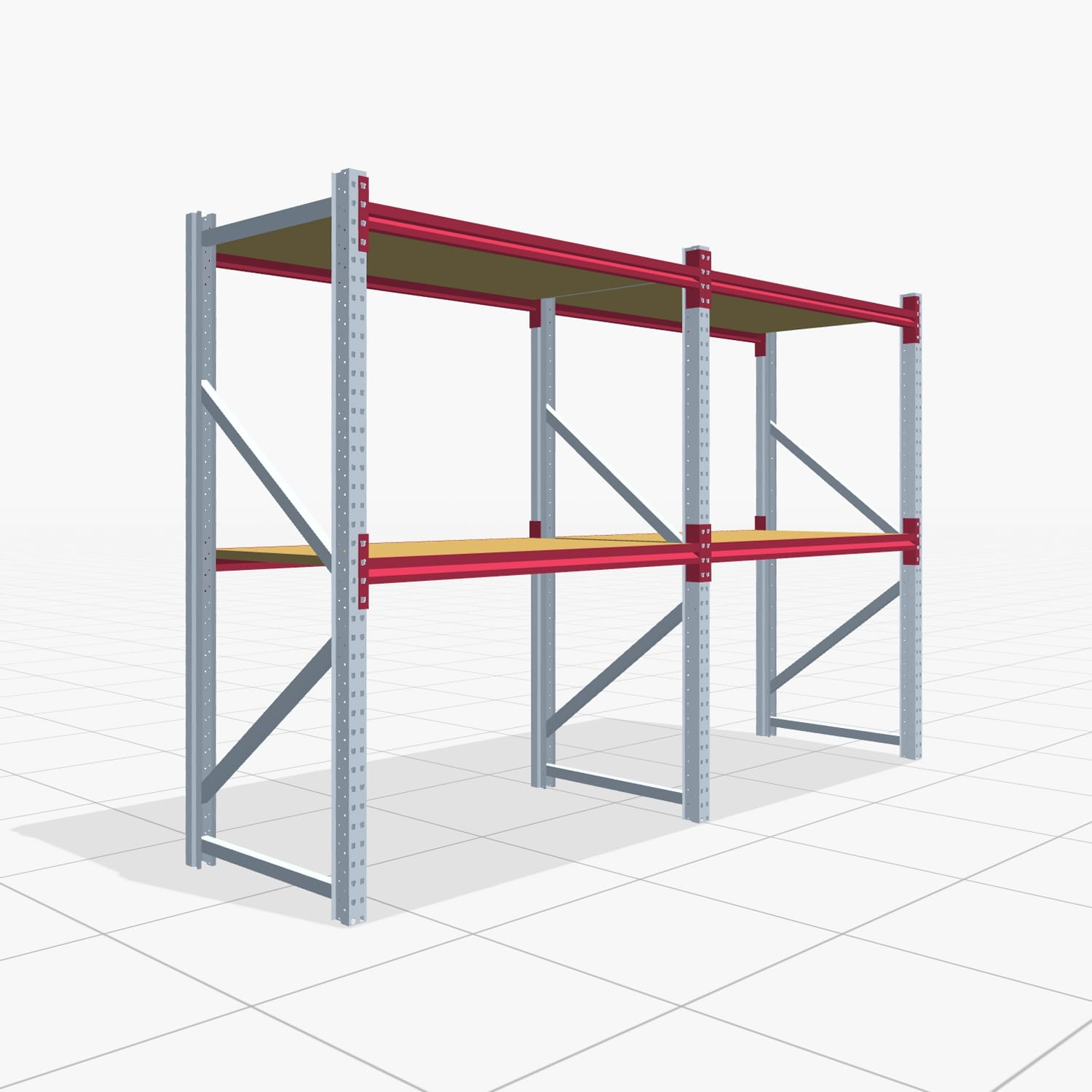 Weitspannregale WSX 5000, H: 2.000 mm, B: 3.187 mm mm, T: 800 mm, Ebenen: 3, Feldbreite: 1.500 mm, Auflage: Spanplatte