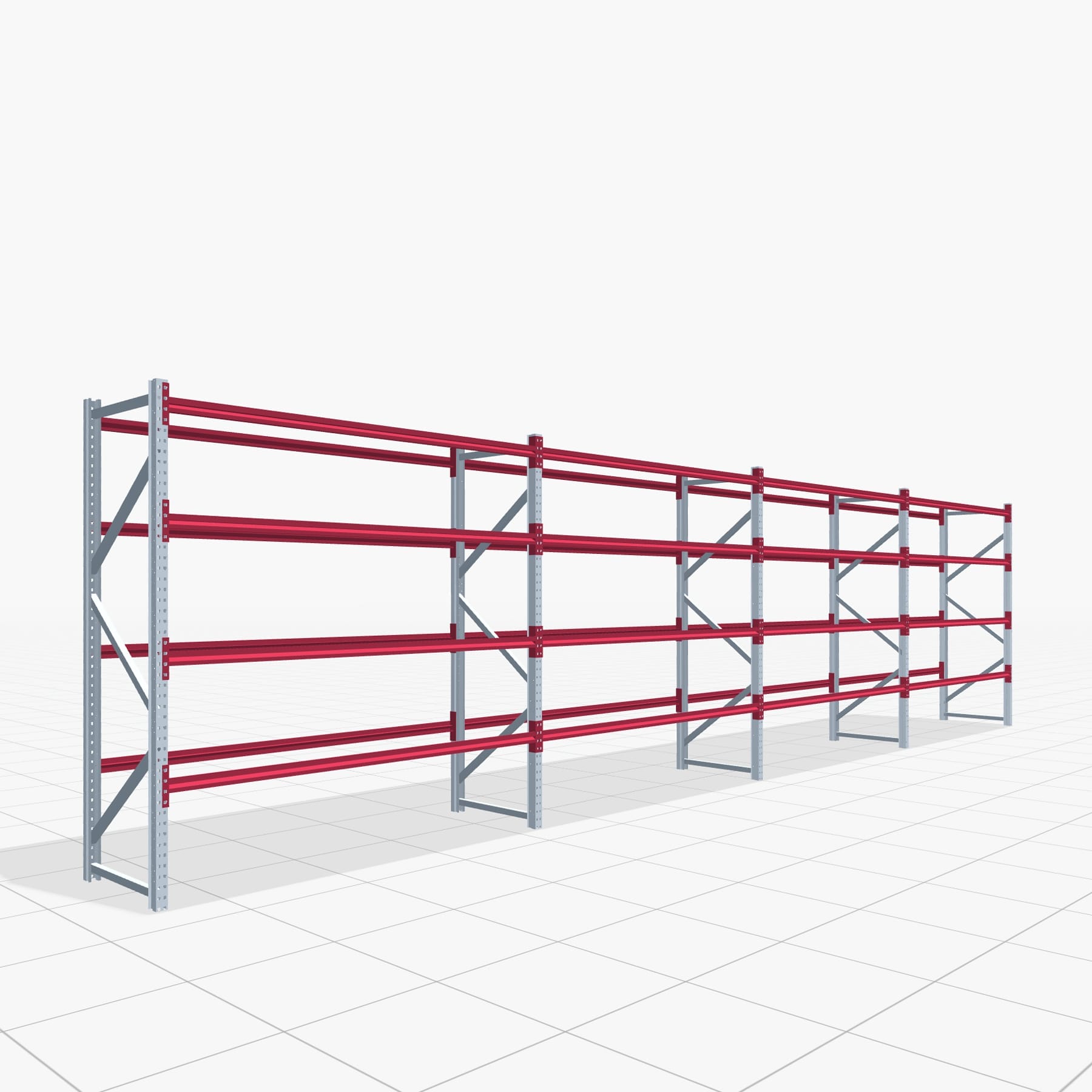 Weitspannregale WSX 5000, H: 2.400 mm, B: 10.269 mm mm, T: 800 mm, Ebenen: 5, Feldbreite: 2.500 mm, Auflage: ohne