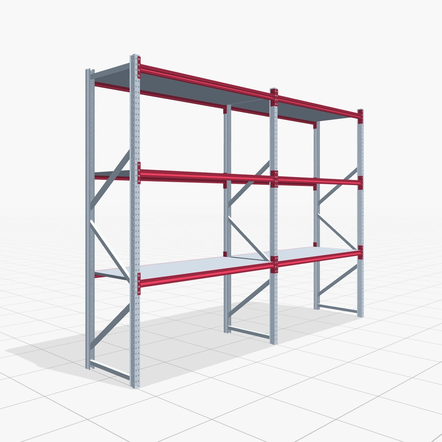 Weitspannregale WSX 5000, H: 3.000 mm, B: 4.177 mm mm, T: 800 mm, Ebenen: 4, Feldbreite: 2.000 mm, Auflage: Stahlboden