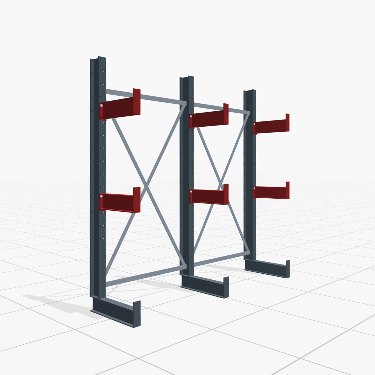Kragarmregal Handbedient KHX 3000, H: 2.000 mm, B: 2.066 mm mm, Armlänge: 2.680 kg, Einseitige Nutzung