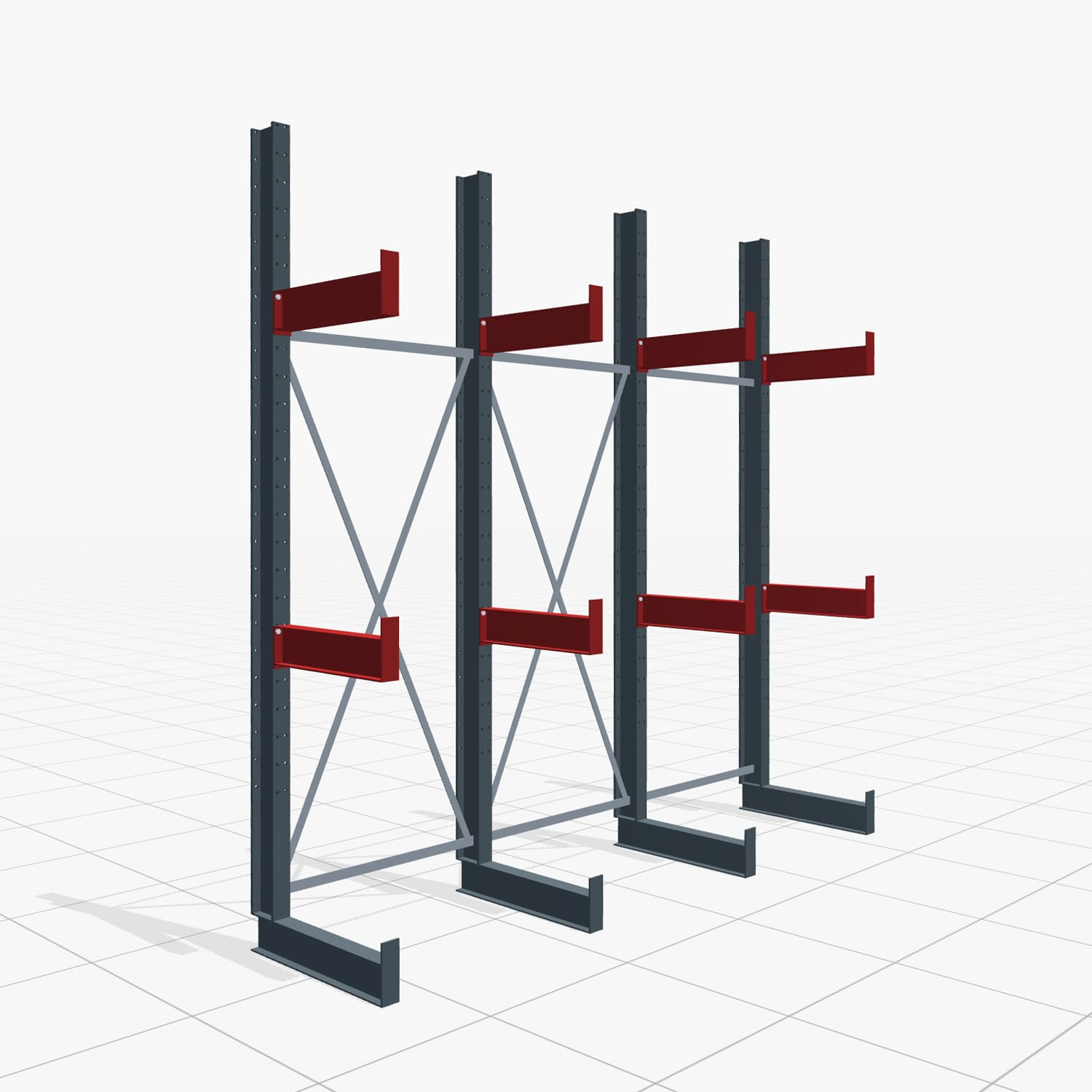 Kragarmregal Handbedient KHX 3000, H: 3.000 mm, B: 3.067 mm mm, Armlänge: 1.840 kg, Einseitige Nutzung