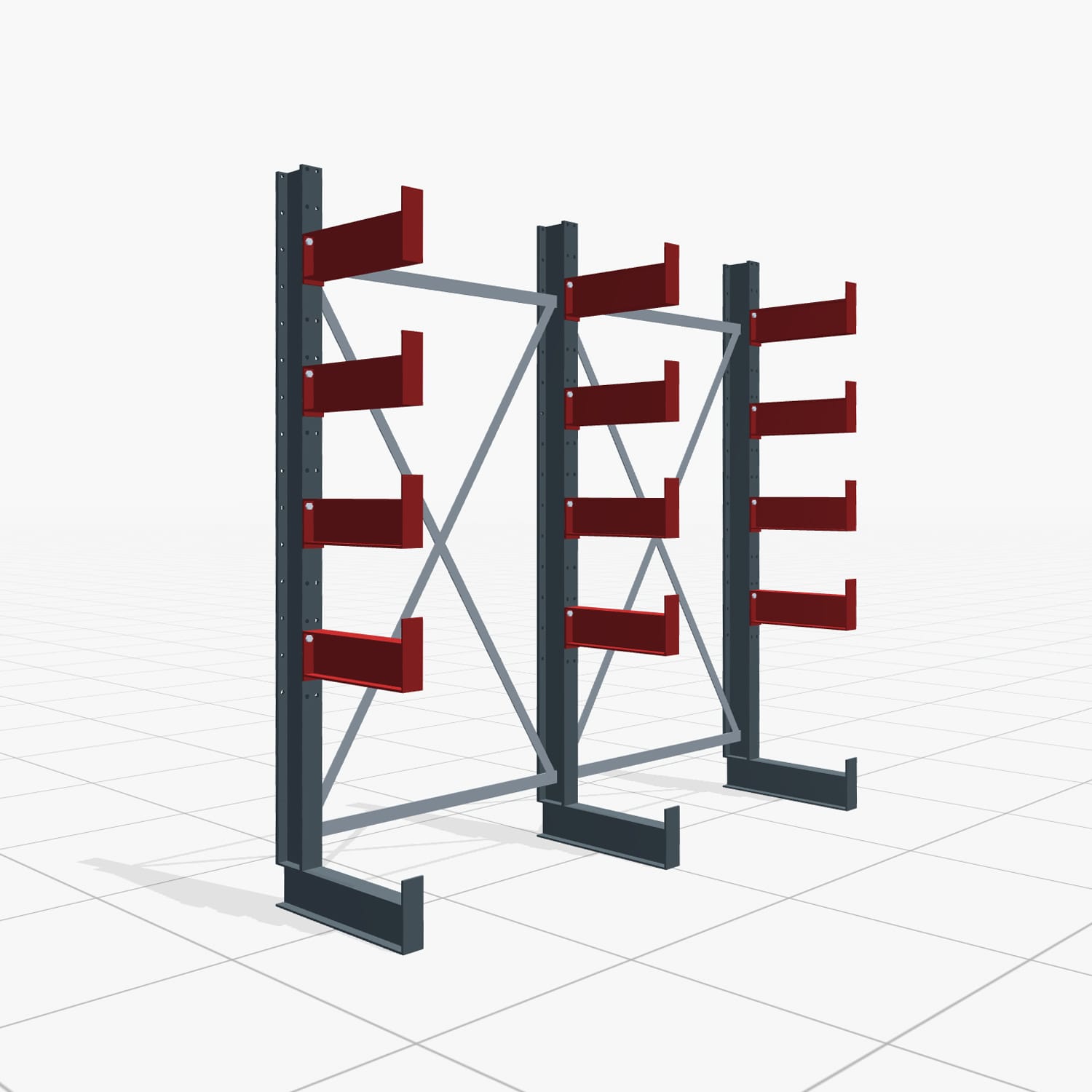 Kragarmregal Handbedient KHX 3000, H: 2.000 mm, B: 2.066 mm mm, Armlänge: 2.680 kg, Einseitige Nutzung