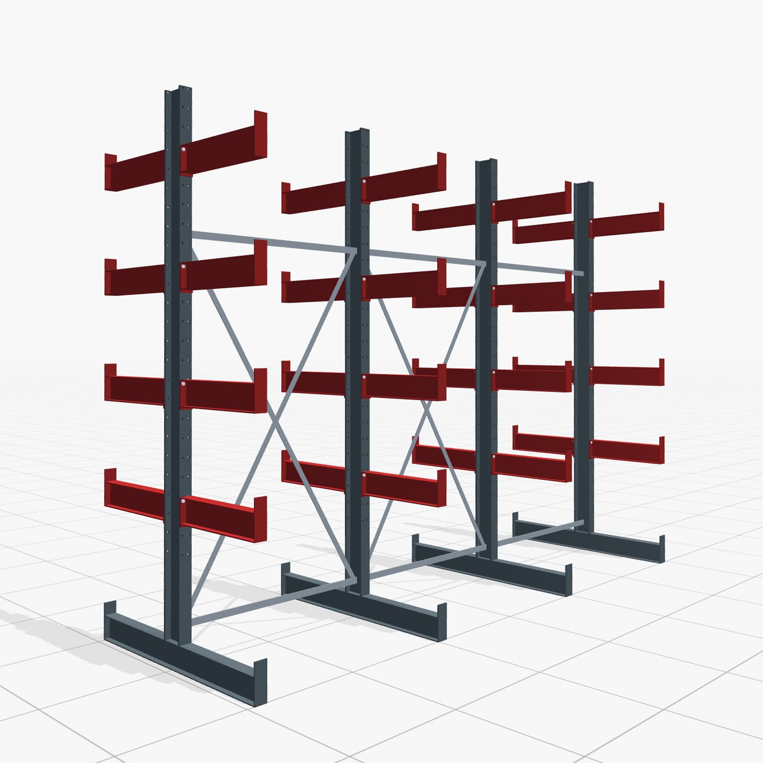 Kragarmregal Handbedient KHX 3000, H: 3.000 mm, B: 3.931 mm mm, Armlänge: 1.840 kg, Zweiseitige Nutzung