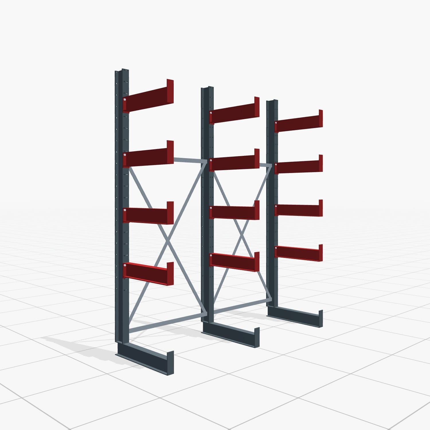 Kragarmregal Handbedient KHX 3000, H: 2.500 mm, B: 2.066 mm mm, Armlänge: 1.880 kg, Einseitige Nutzung