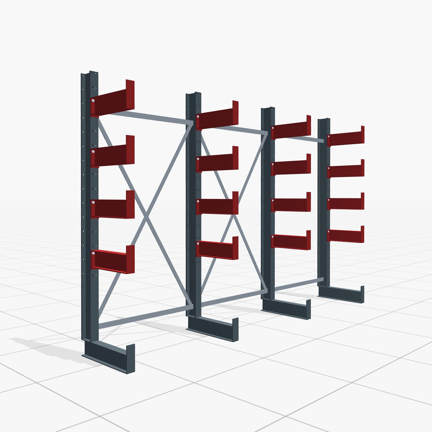 Kragarmregal Handbedient KHX 3000, H: 2.000 mm, B: 3.067 mm mm, Armlänge: 2.680 kg, Einseitige Nutzung