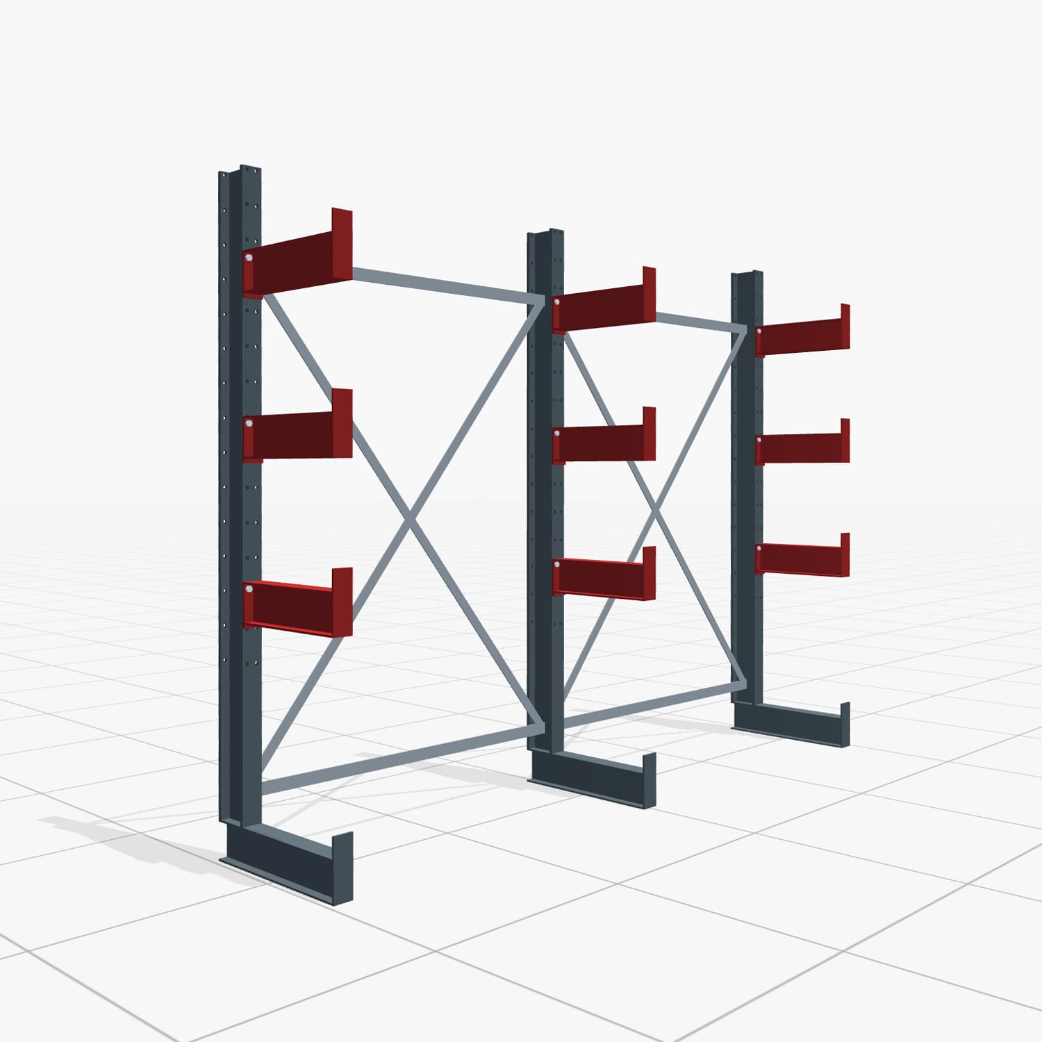 Kragarmregal Handbedient KHX 3000, H: 2.000 mm, B: 2.636 mm mm, Armlänge: 2.680 kg, Einseitige Nutzung