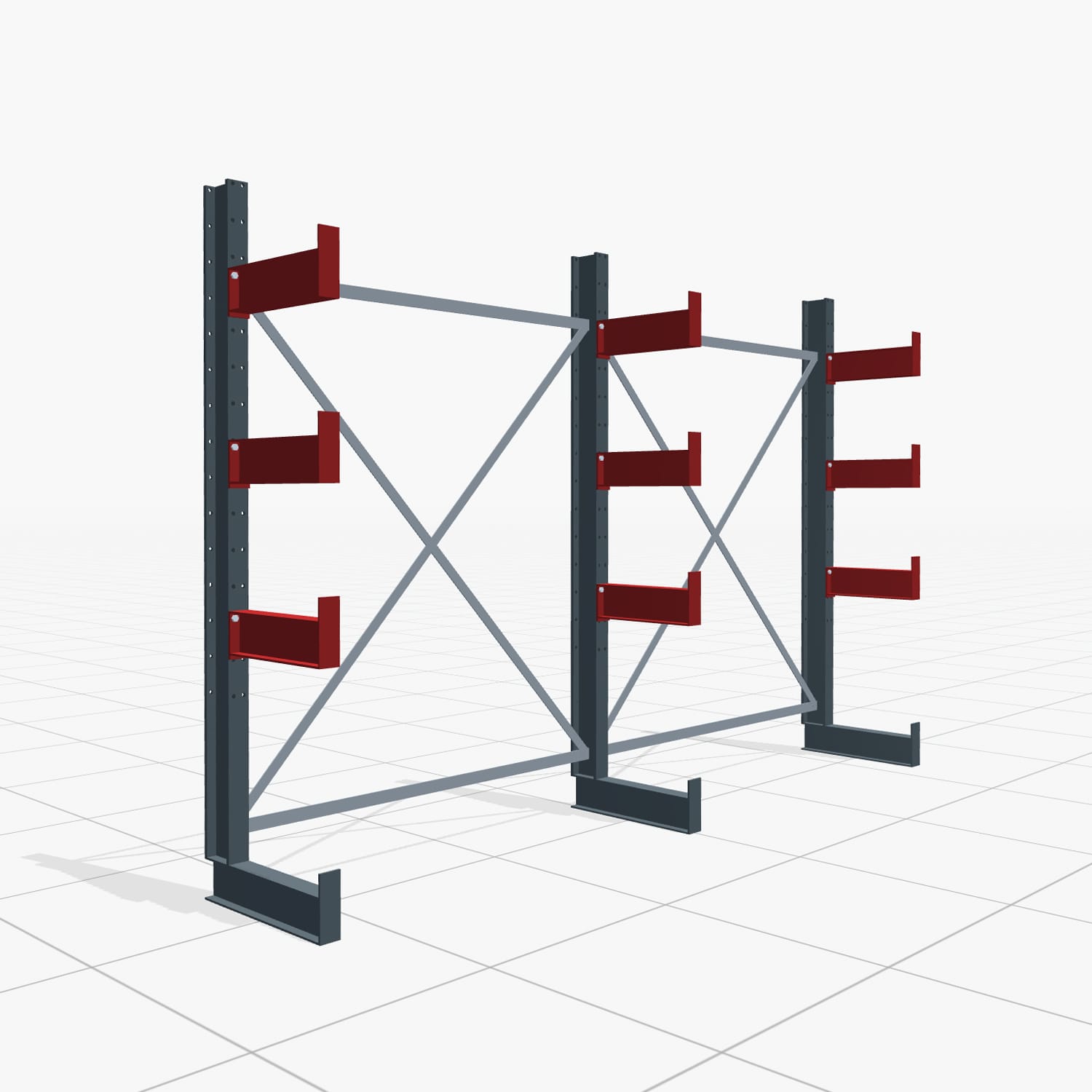 Kragarmregal Handbedient KHX 3000, H: 2.000 mm, B: 3.075 mm mm, Armlänge: 2.680 kg, Einseitige Nutzung