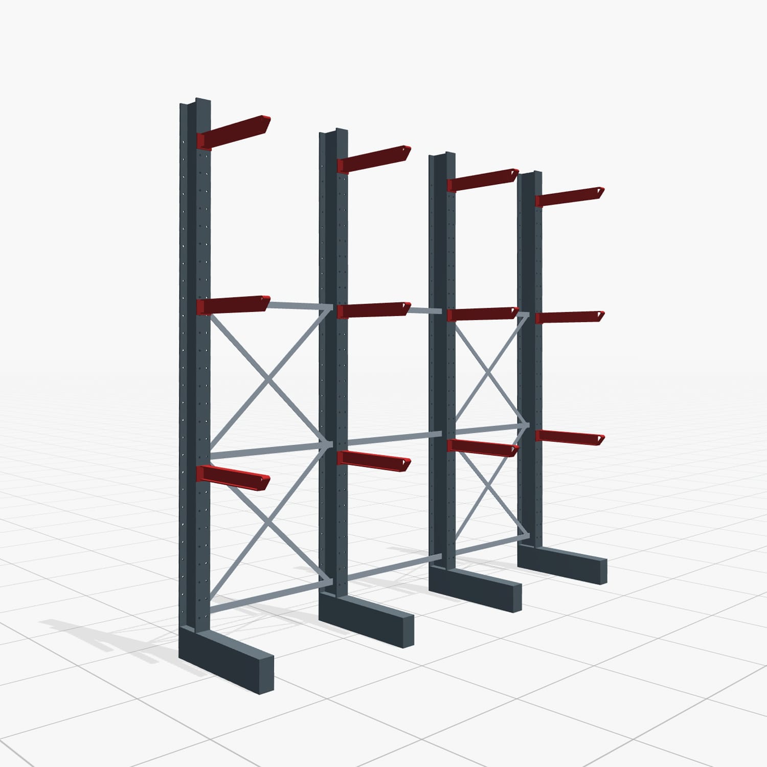 Kragarmregal Staplerbedient KSX 2000, H: 3.000 mm, B: 3100 mm, Armlänge: 600 mm, Einseitige Nutzung