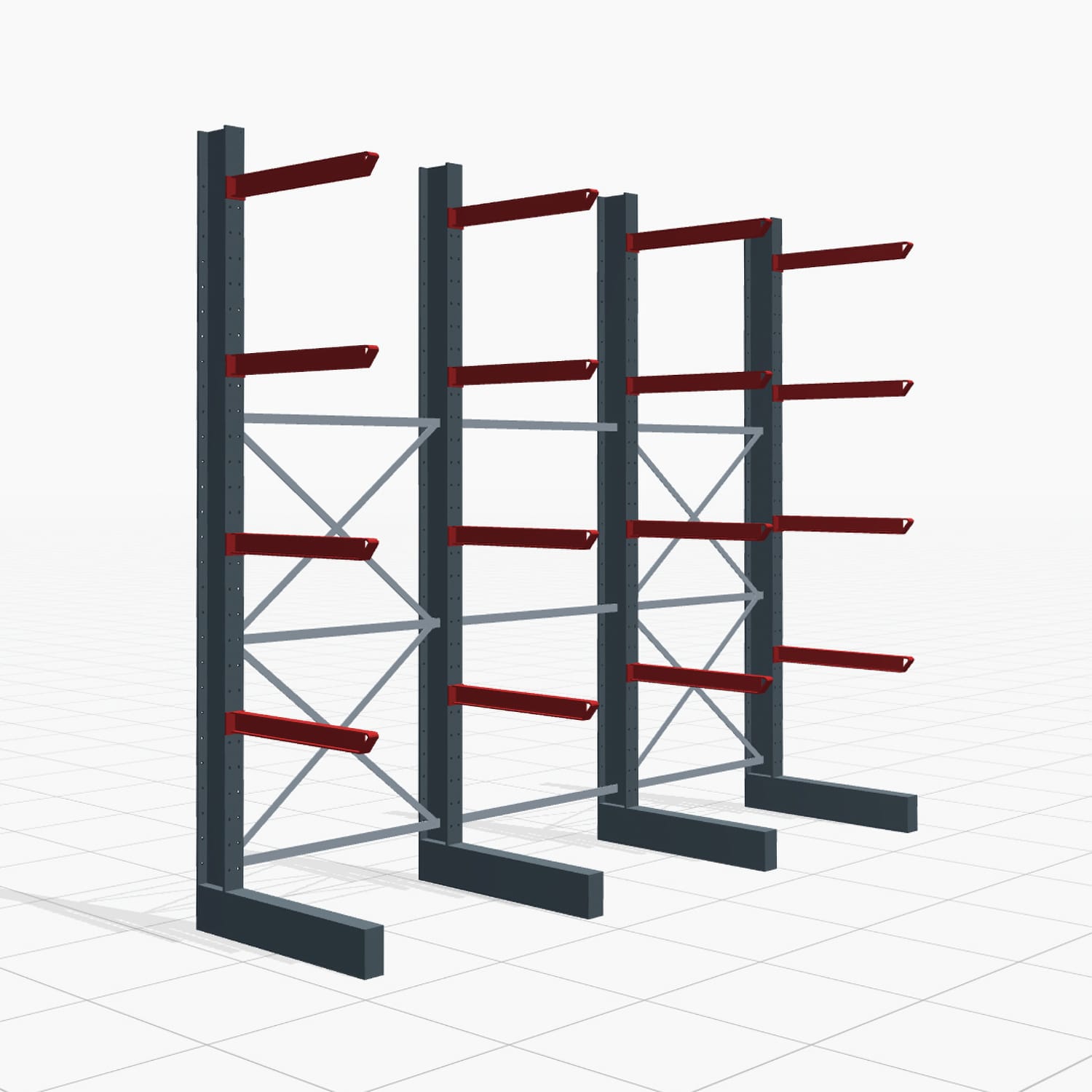 Kragarmregal Staplerbedient KSX 2000, H: 3.000 mm, B: 3700 mm, Armlänge: 800 mm, Einseitige Nutzung