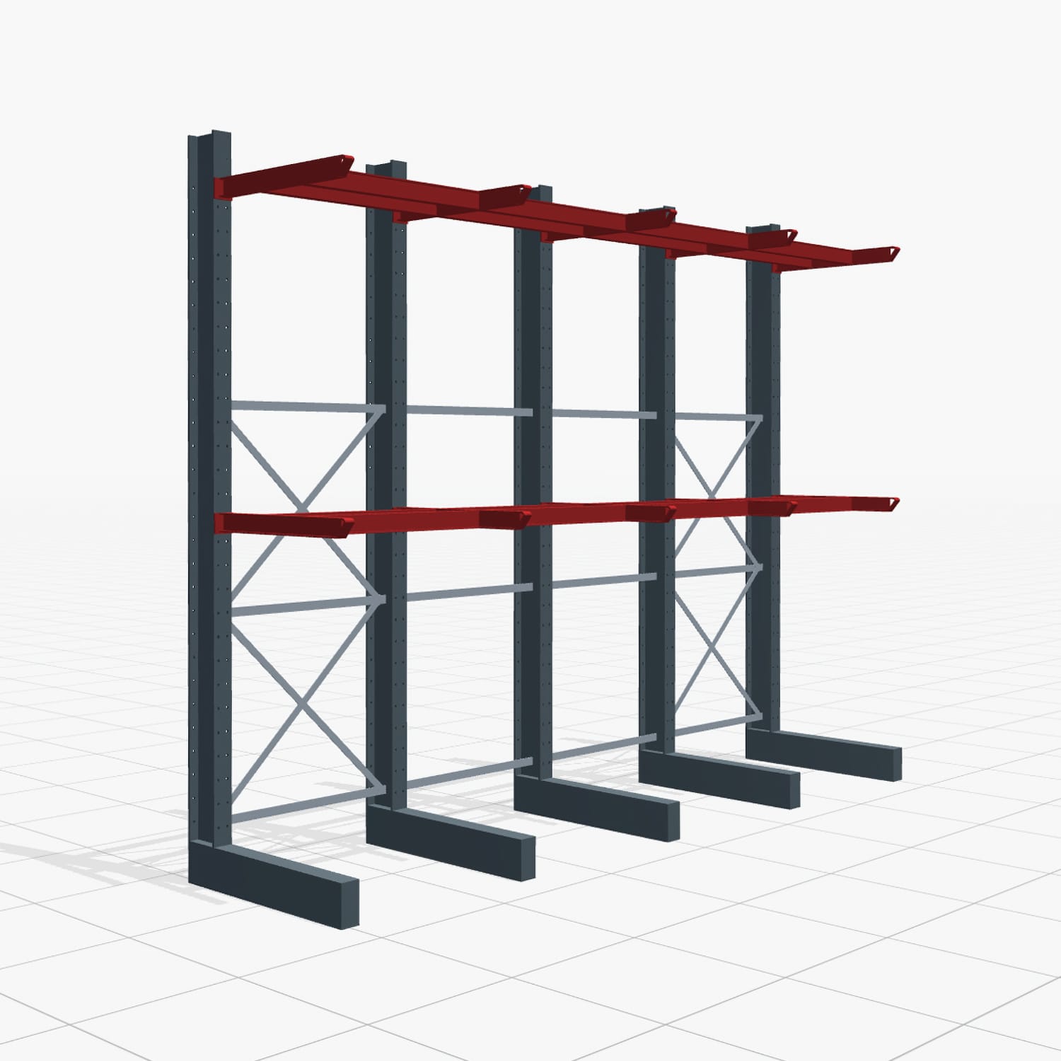 Kragarmregal Staplerbedient KSX 2000, H: 3.000 mm, B: 4110 mm, Armlänge: 800 mm, Einseitige Nutzung