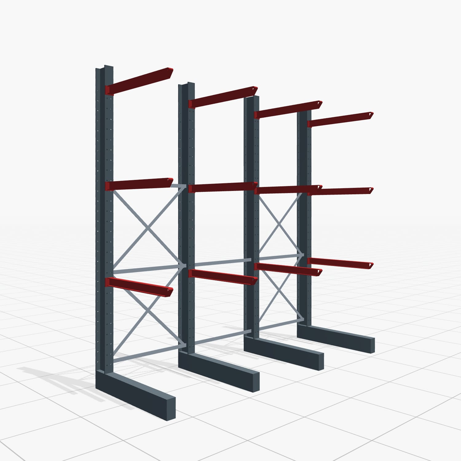 Kragarmregal Staplerbedient KSX 2000, H: 3.000 mm, B: 3100 mm, Armlänge: 1.000 mm, Einseitige Nutzung