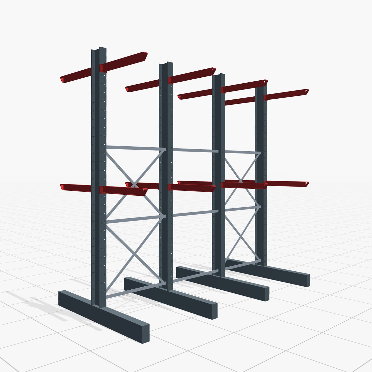 Kragarmregal Staplerbedient KSX 2000, H: 3.000 mm, B: 3100 mm, Armlänge: 800 mm, Zweiseitige Nutzung