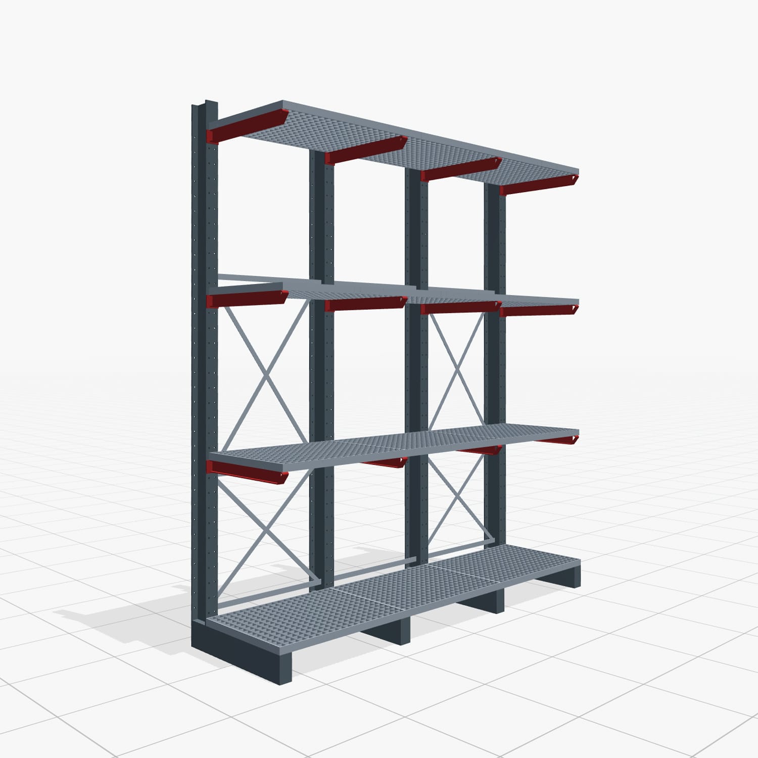 Kragarmregal Staplerbedient KSX 2000, H: 3.500 mm, B: 3100 mm, Armlänge: 800 mm, Einseitige Nutzung