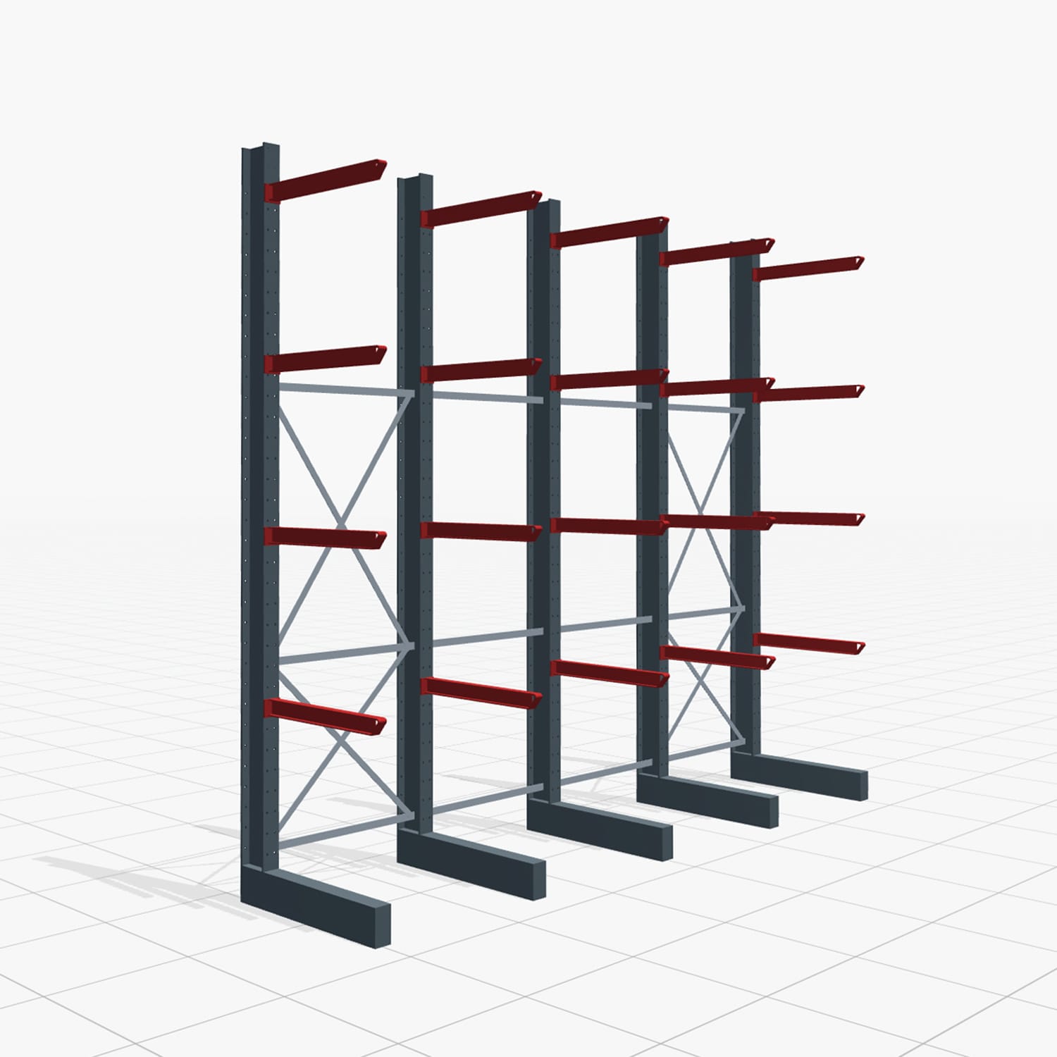 Kragarmregal Staplerbedient KSX 2000, H: 3.500 mm, B: 4110 mm, Armlänge: 800 mm, Einseitige Nutzung