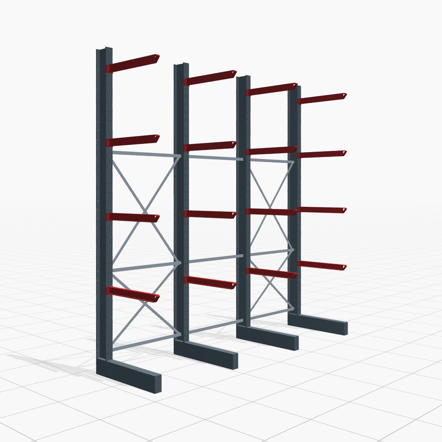 Kragarmregal Staplerbedient KSX 2000, H: 3.500 mm, B: 3700 mm, Armlänge: 800 mm, Einseitige Nutzung