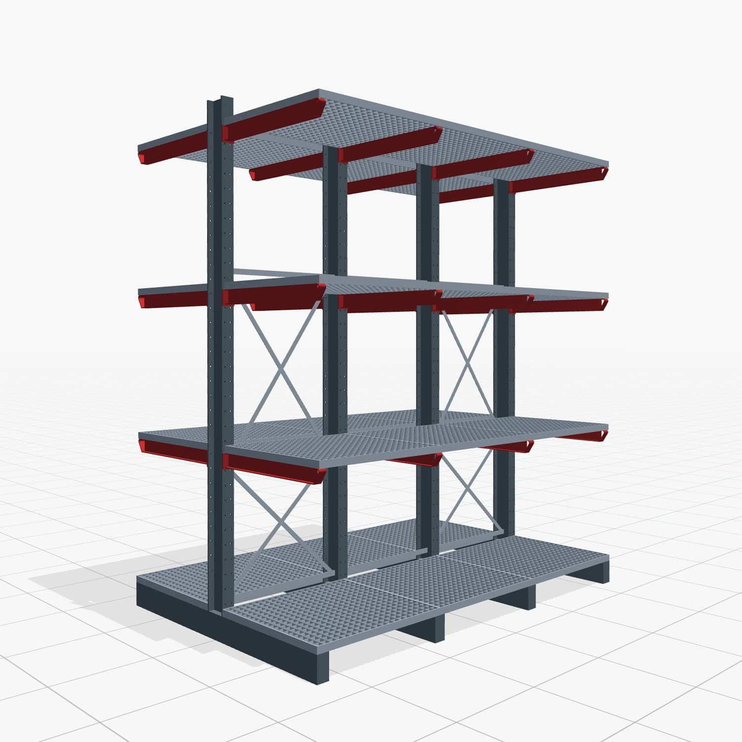 Kragarmregal Staplerbedient KSX 2000, H: 3.500 mm, B: 3100 mm, Armlänge: 1.000 mm, Zweiseitige Nutzung
