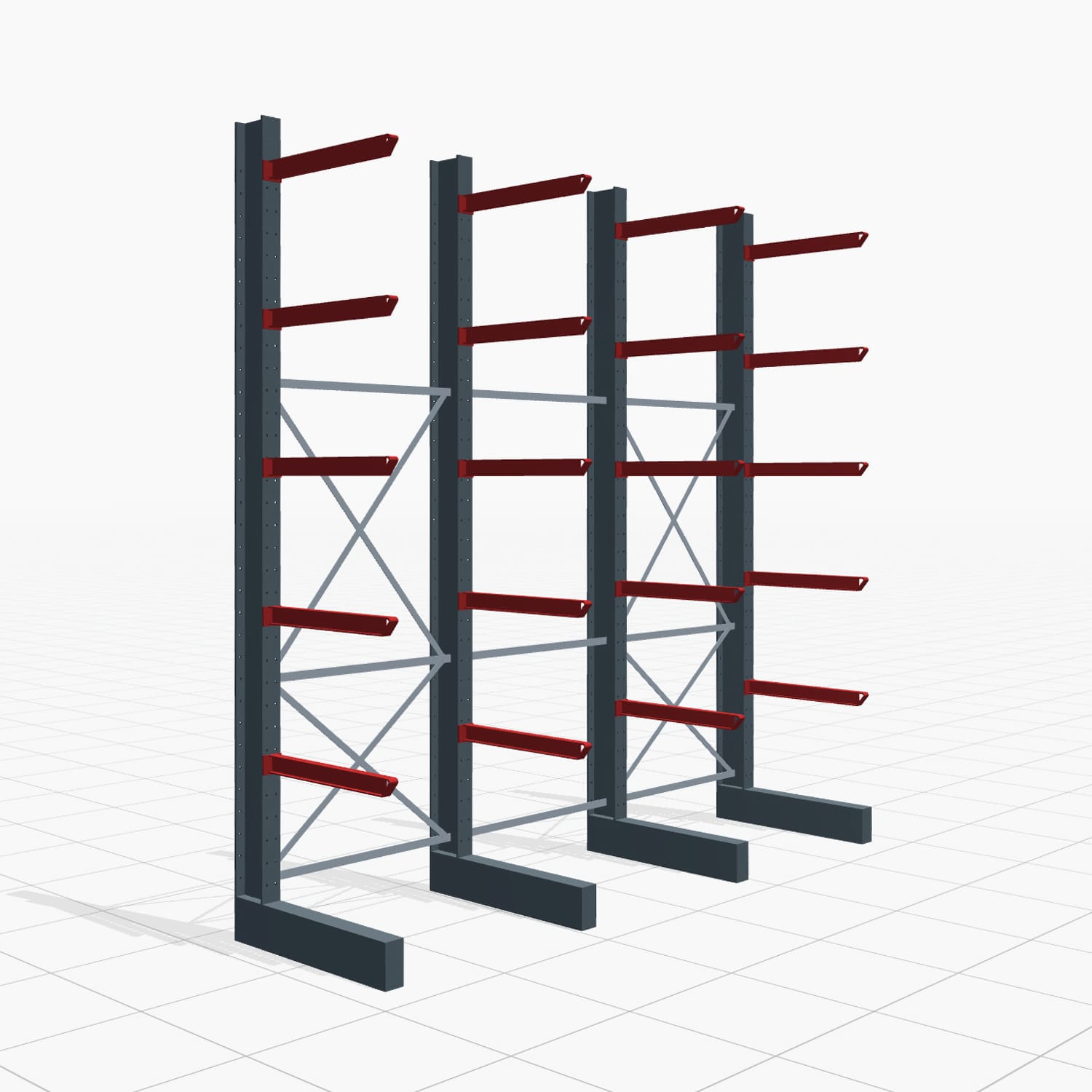 Kragarmregal Staplerbedient KSX 2000, H: 3.500 mm, B: 3700 mm, Armlänge: 800 mm, Einseitige Nutzung