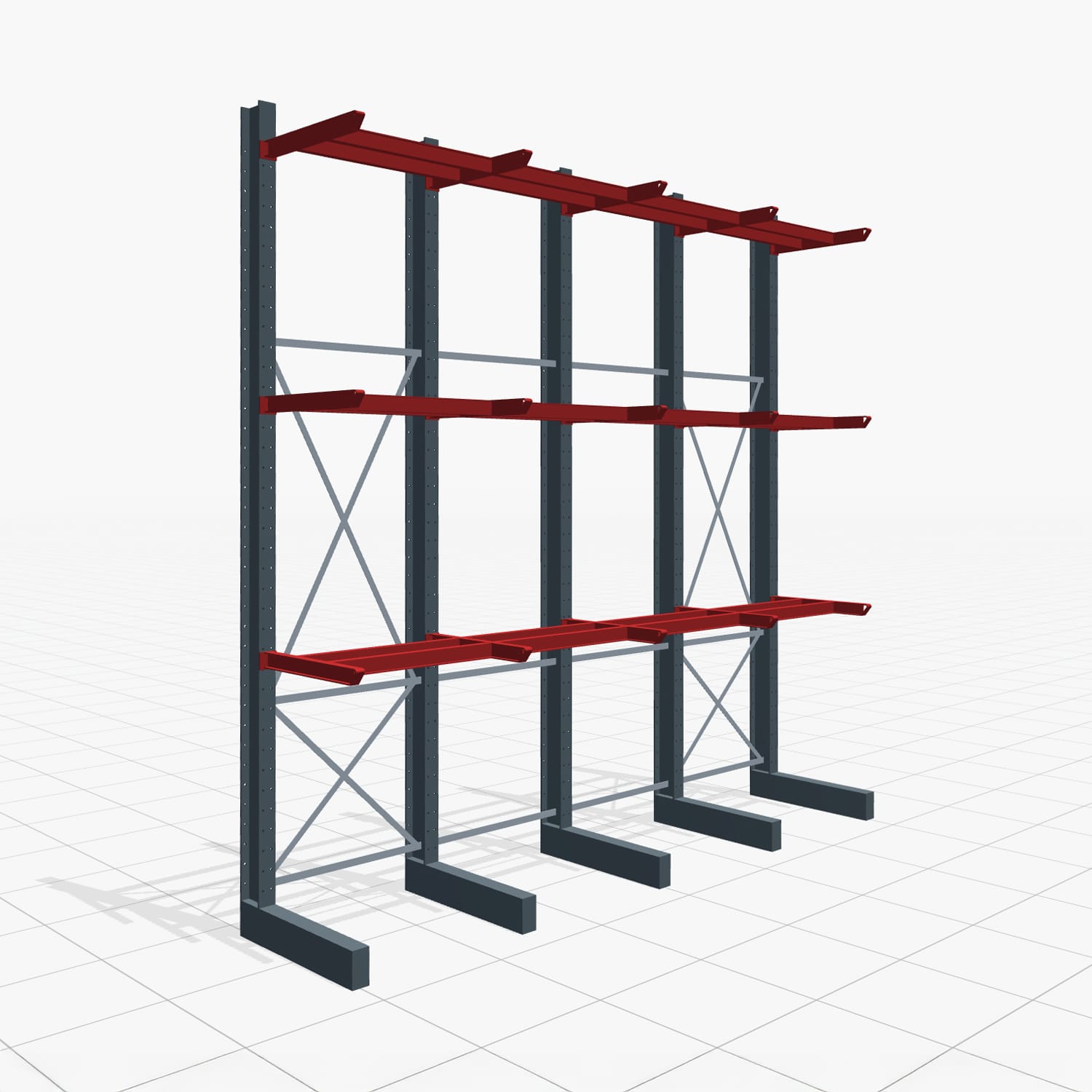 Kragarmregal Staplerbedient KSX 2000, H: 4.000 mm, B: 4110 mm, Armlänge: 800 mm, Einseitige Nutzung
