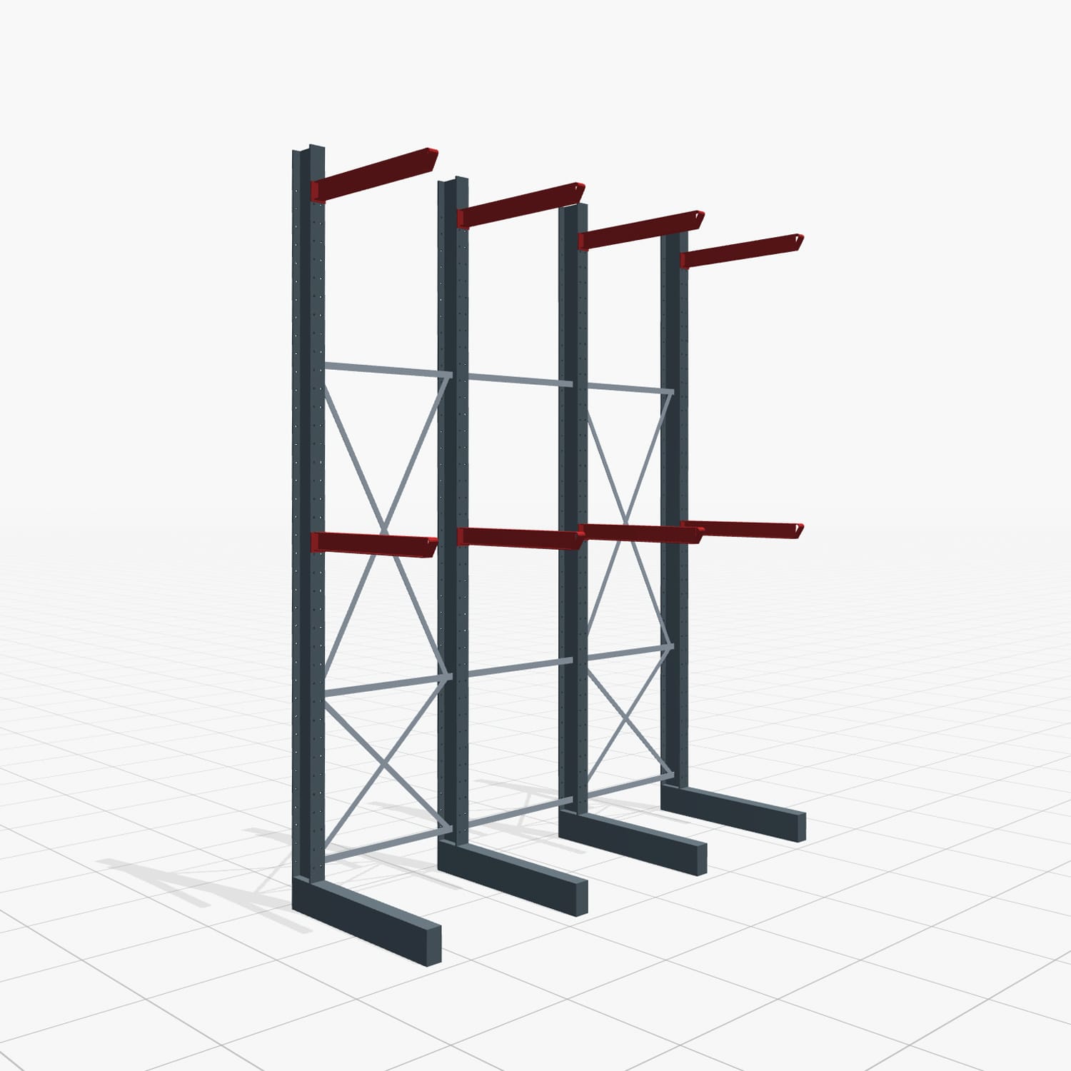 Kragarmregal Staplerbedient KSX 2000, H: 4.000 mm, B: 3100 mm, Armlänge: 1.000 mm, Einseitige Nutzung