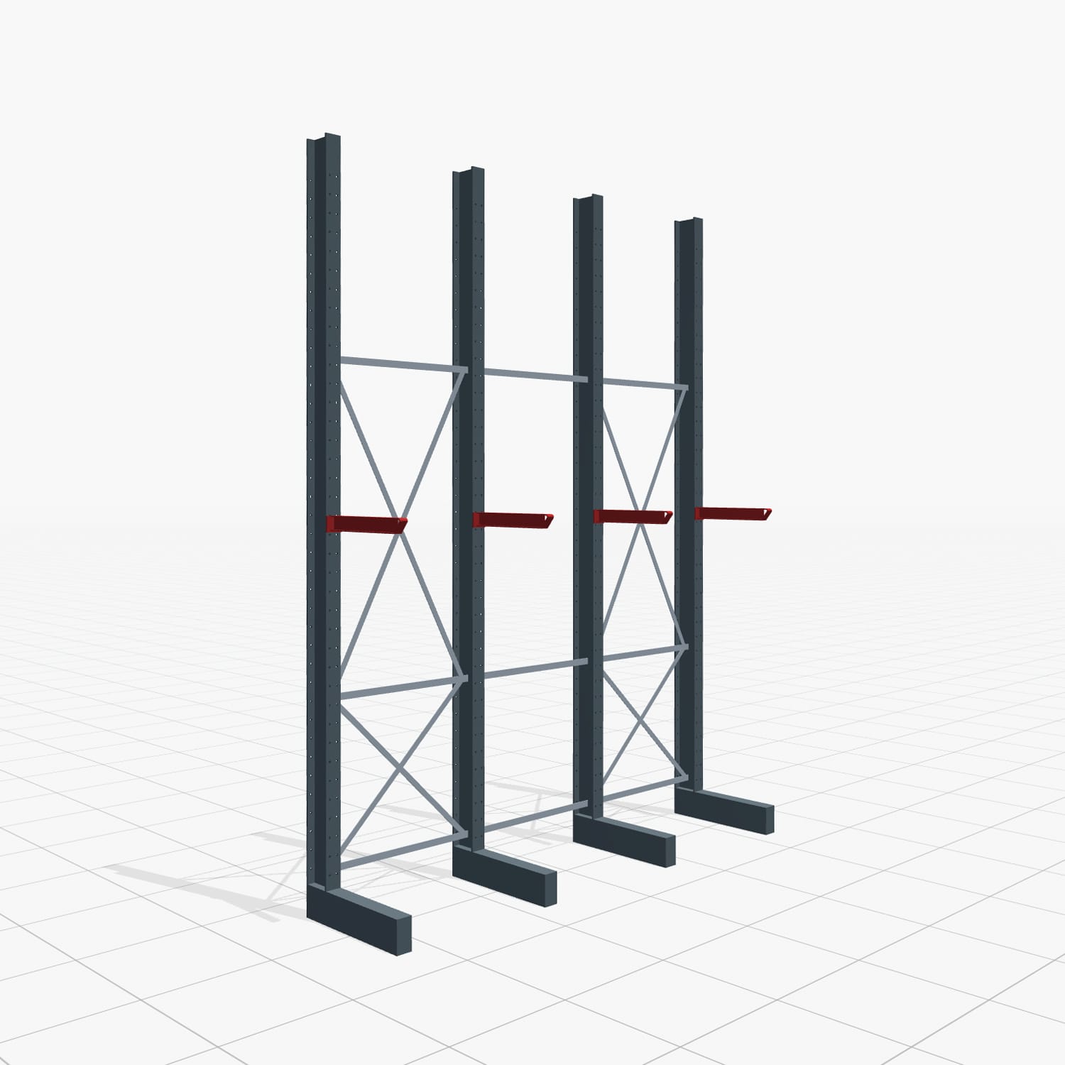 Kragarmregal Staplerbedient KSX 2000, H: 4.000 mm, B: 3100 mm, Armlänge: 600 mm, Einseitige Nutzung
