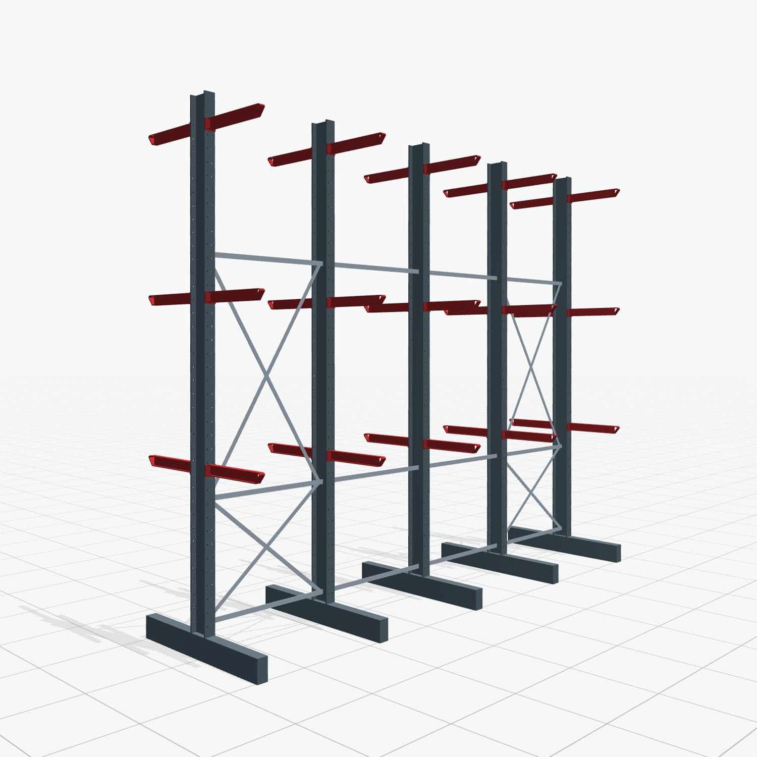 Kragarmregal Staplerbedient KSX 2000, H: 4.000 mm, B: 4900 mm, Armlänge: 600 mm, Zweiseitige Nutzung