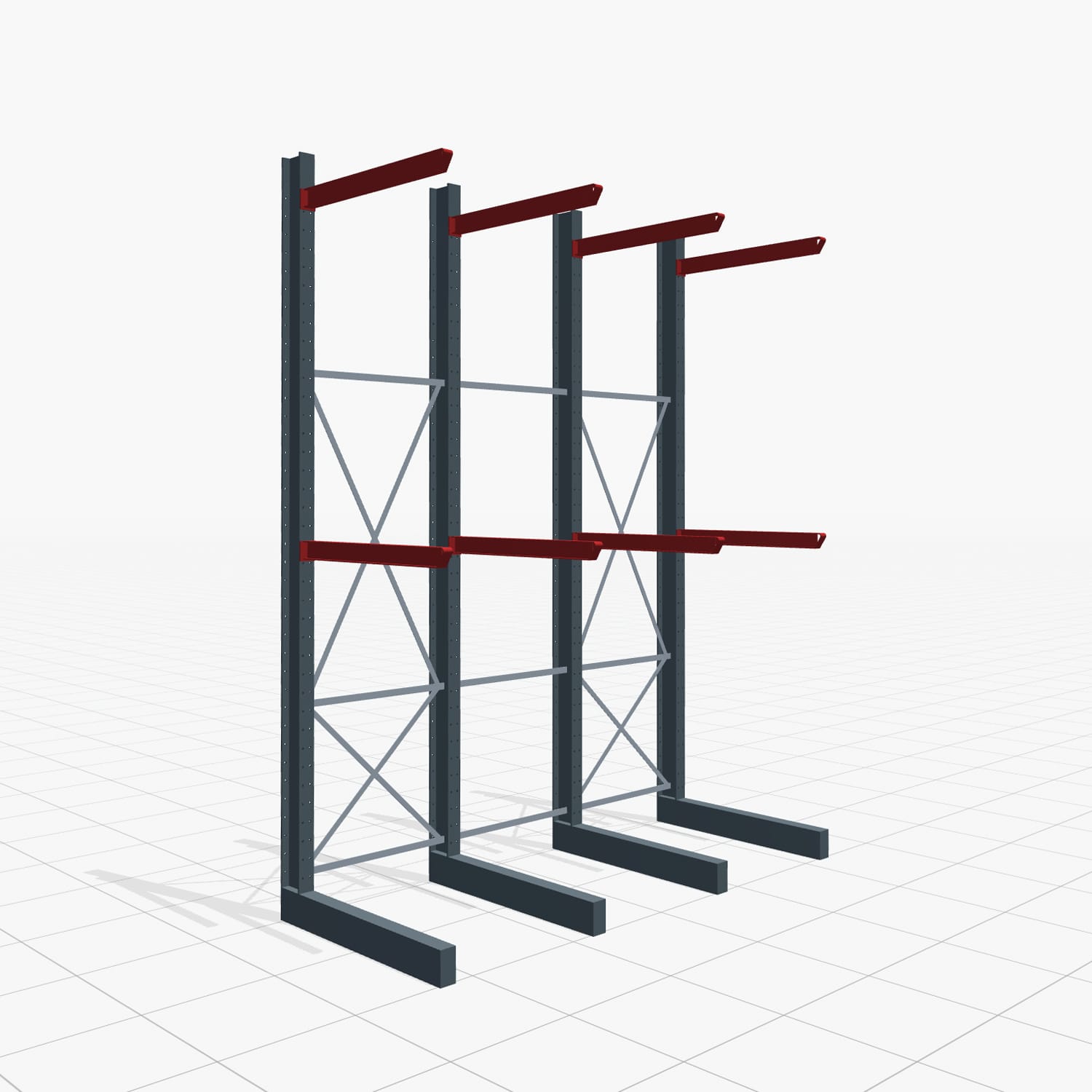 Kragarmregal Staplerbedient KSX 2000, H: 4.000 mm, B: 3100 mm, Armlänge: 1.200 mm, Einseitige Nutzung