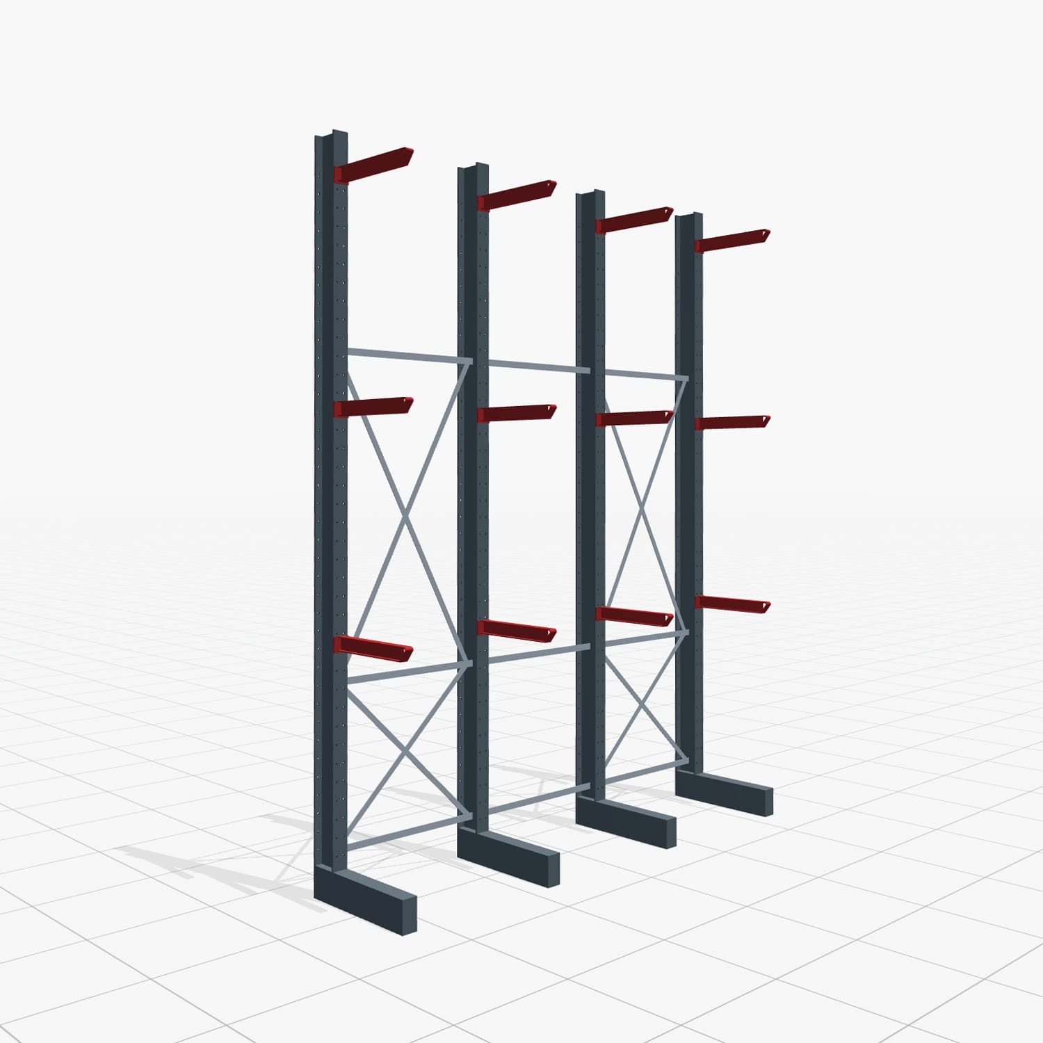 Kragarmregal Staplerbedient KSX 2000, H: 4.000 mm, B: 3100 mm, Armlänge: 600 mm, Einseitige Nutzung