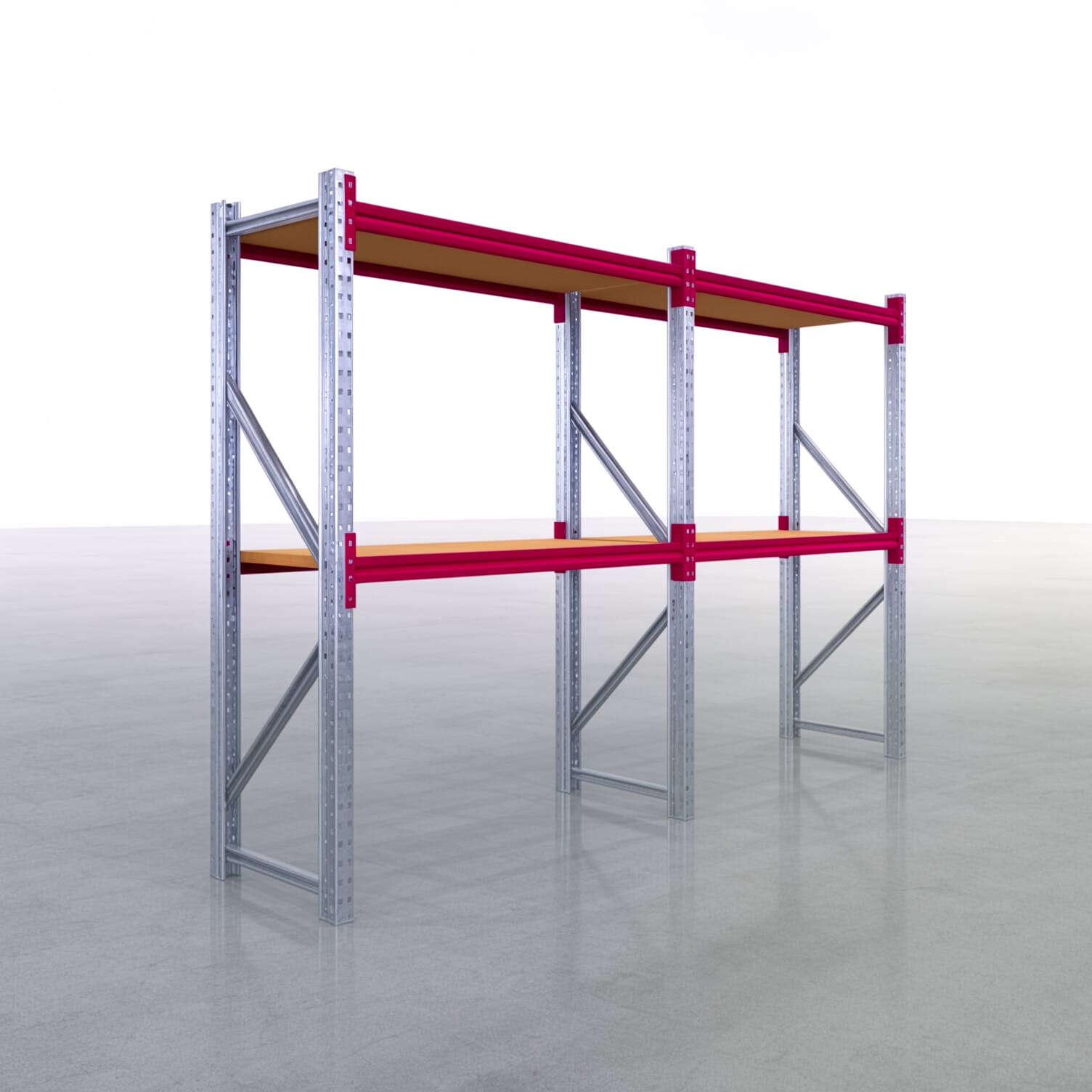 Weitspannregale WSX 5000, H: 2.000 mm, B: 3.187 mm mm, T: 600 mm, Ebenen: 3, Feldbreite: 1.500 mm, Auflage: Spanplatte