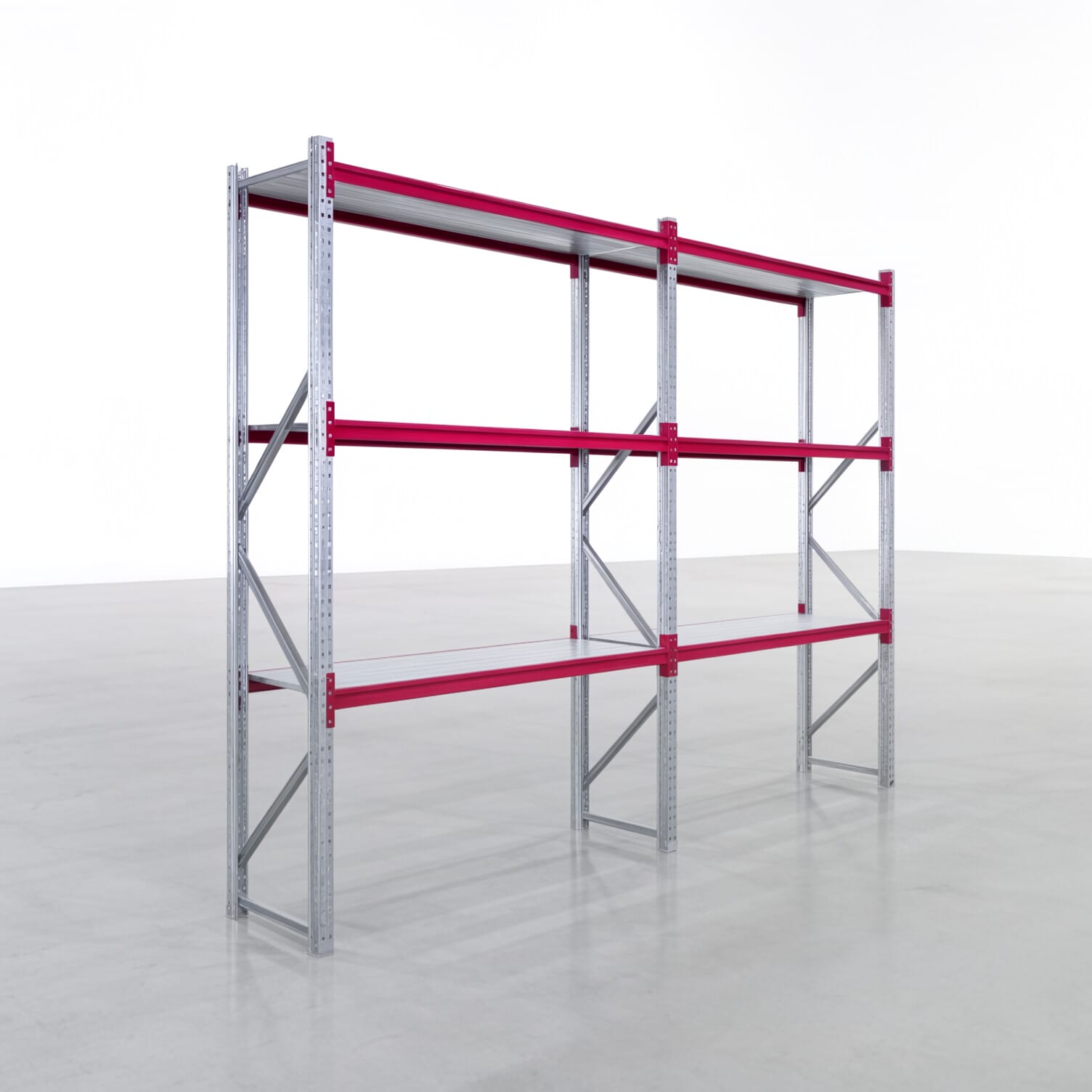 Weitspannregale WSX 5000, H: 3.000 mm, B: 4.177 mm mm, T: 600 mm, Ebenen: 4, Feldbreite: 2.000 mm, Auflage: Stahlboden
