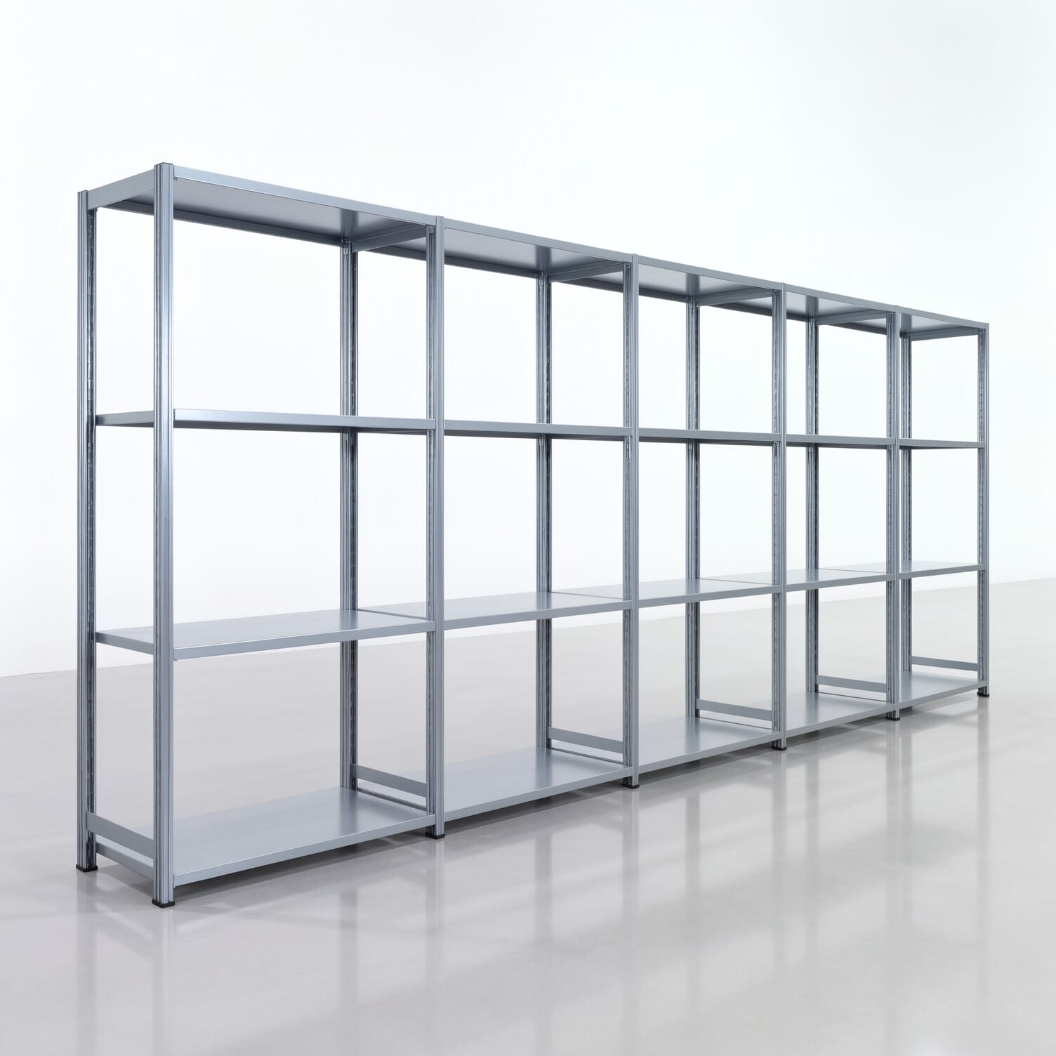 Fachbodenregal FBX 4000, H: 2.000 mm, B: 5.017 mm mm, T: 500 mm, Ebenen: 4