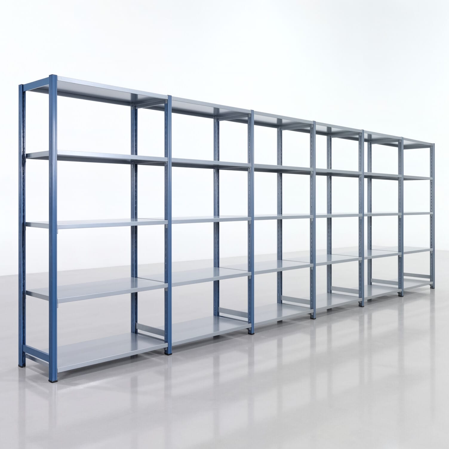 Fachbodenregal FBX 4000, H: 2.000 mm, B: 6.014 mm mm, T: 500 mm, Ebenen: 5