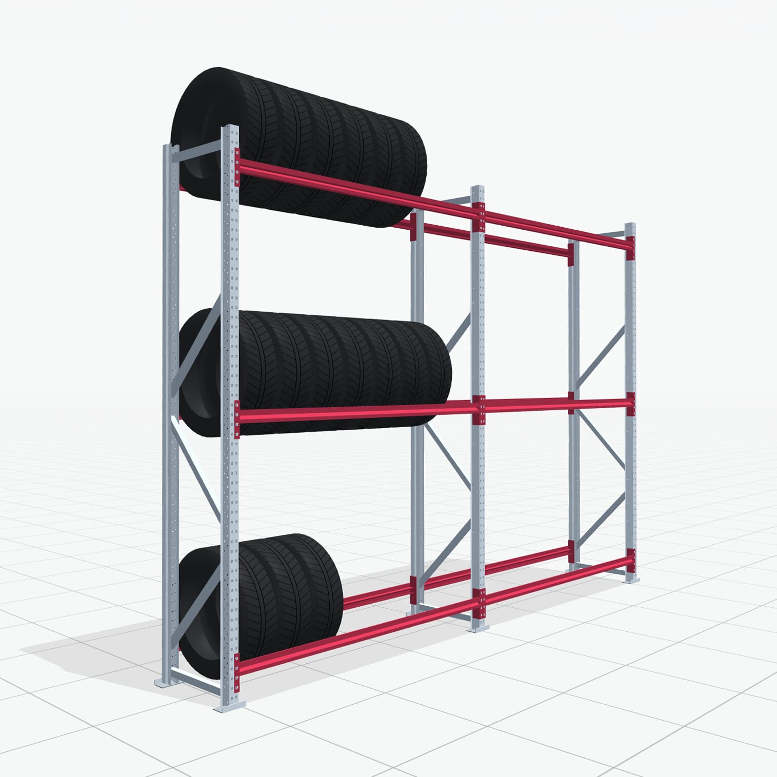 Reifenregale RSX 5000, H: 3.000 mm, B: 4.177 mm mm, T: 600 mm (19 - 21