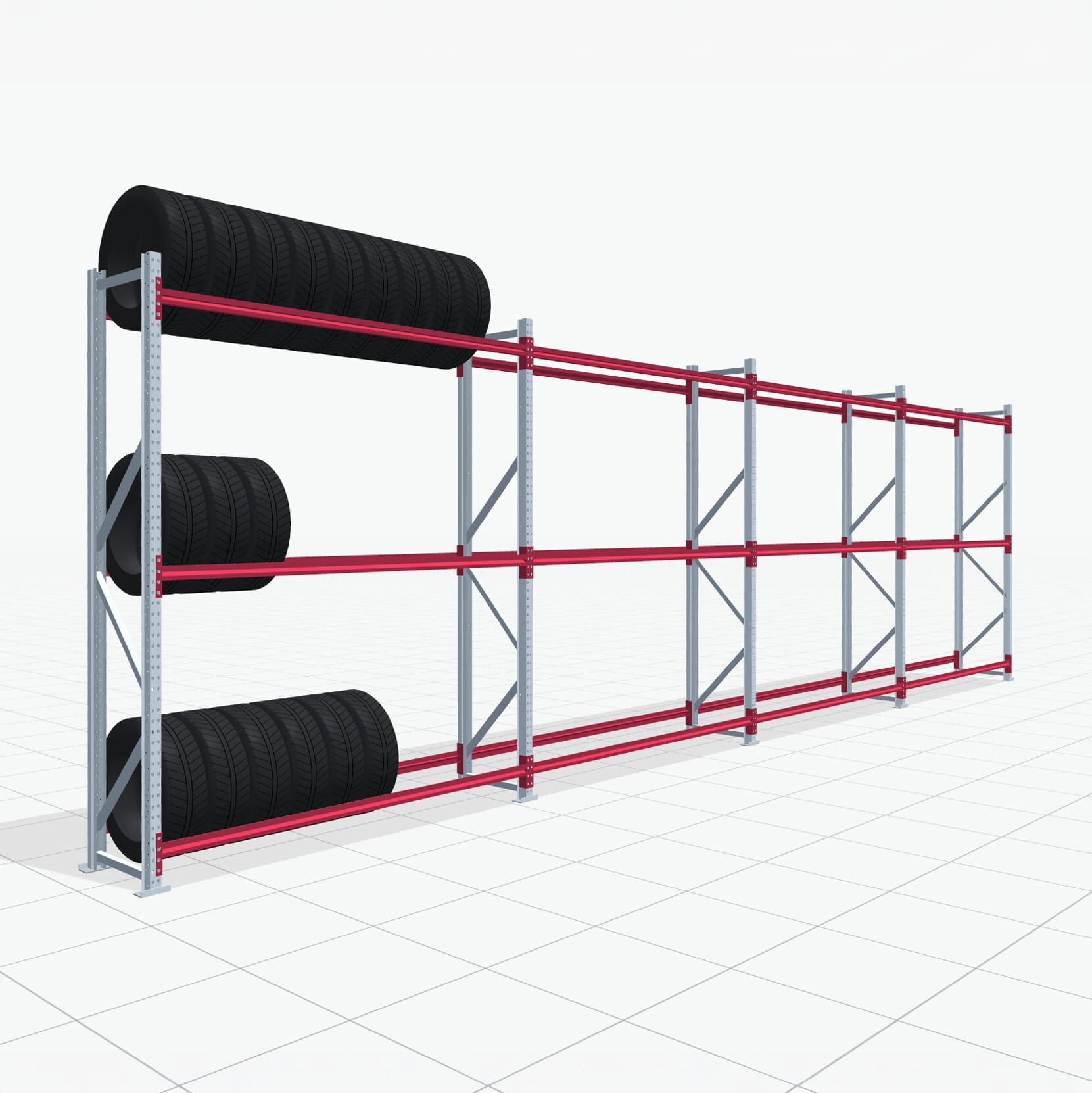 Reifenregale RSX 5000, H: 3.000 mm, B: 10.269 mm mm, T: 600 mm (19 - 21